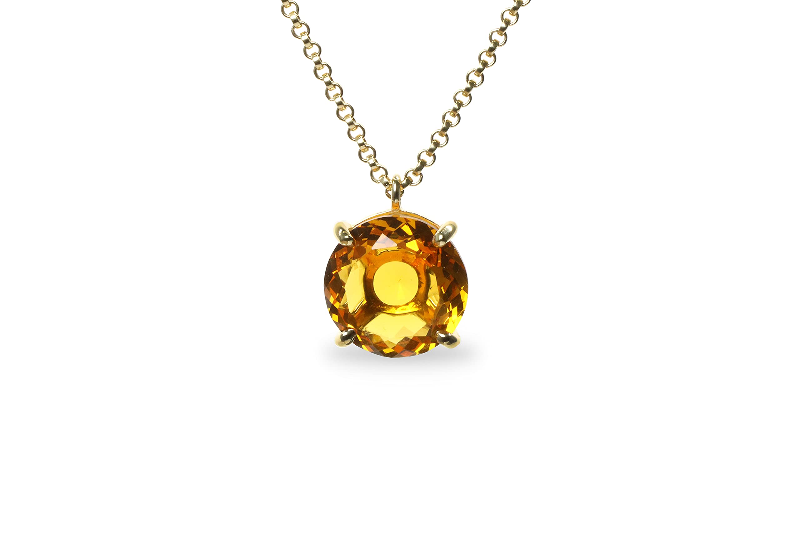 14k Gold Citrine Necklace - Handmade Gemstone Jewelry for Women - Birthday & Wedding Gift