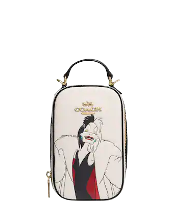 **Coach Disney X Coach Eva Phone Crossbody Bag with Cruella Motif – Stylish & Compact for Daily Use, Travel, and Outings**
