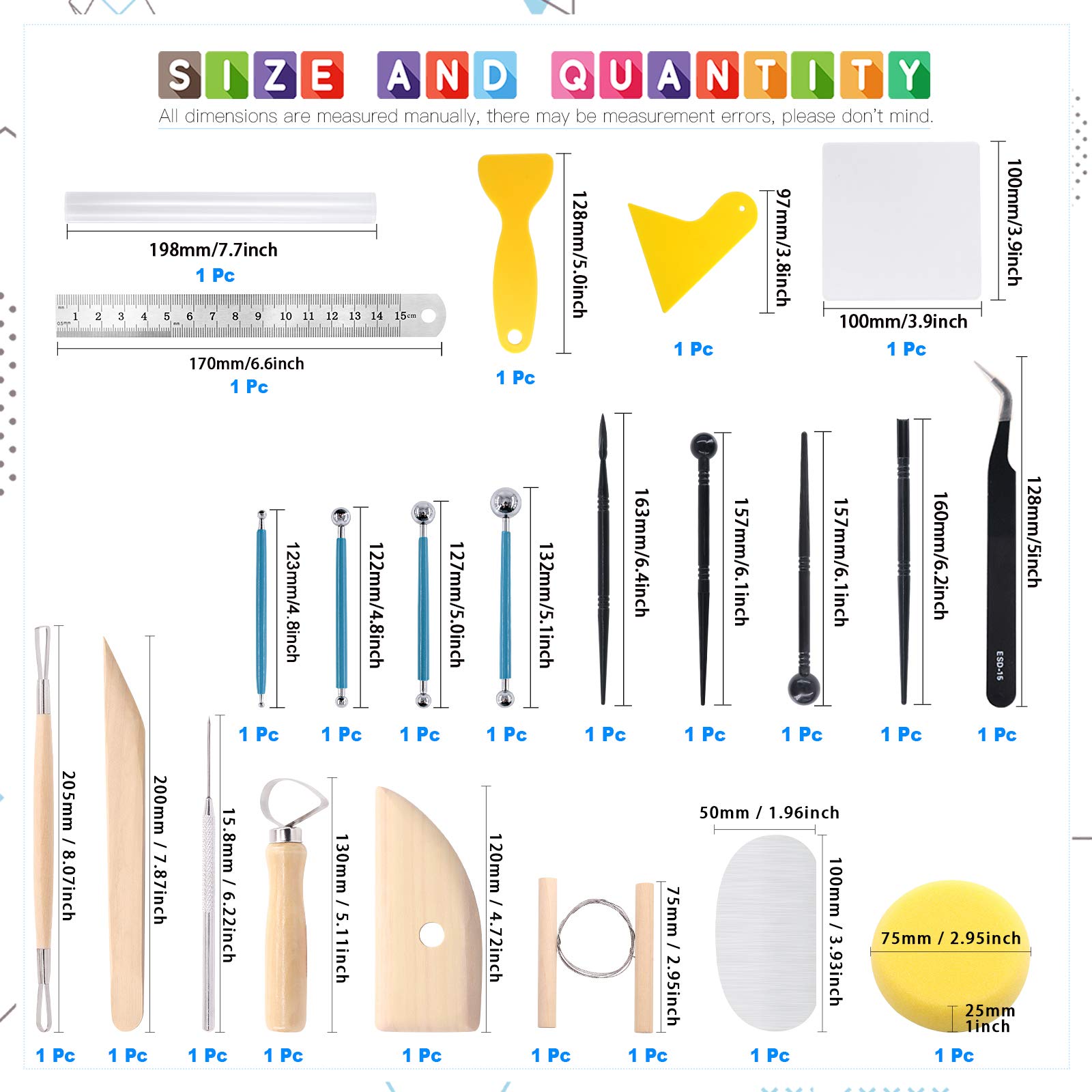Glarks 22-Piece Professional Clay Sculpting Tools Set - Carving, Modeling & Embossing Kit with Ball Stylus for Polymer Clay, Ceramics, Nail Art & DIY Crafts | Perfect for Artists, Beginners & Hobbyists