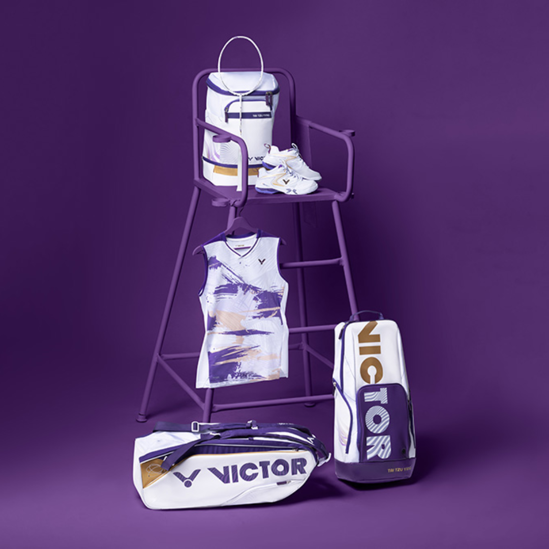 Victor BR9213TTY AJ 6-Piece Tennis Racket Bag - Bright White & Medium Purple | Perfect for Tennis Players & Sports Enthusiasts | Great for Court, Gym & Travel Use