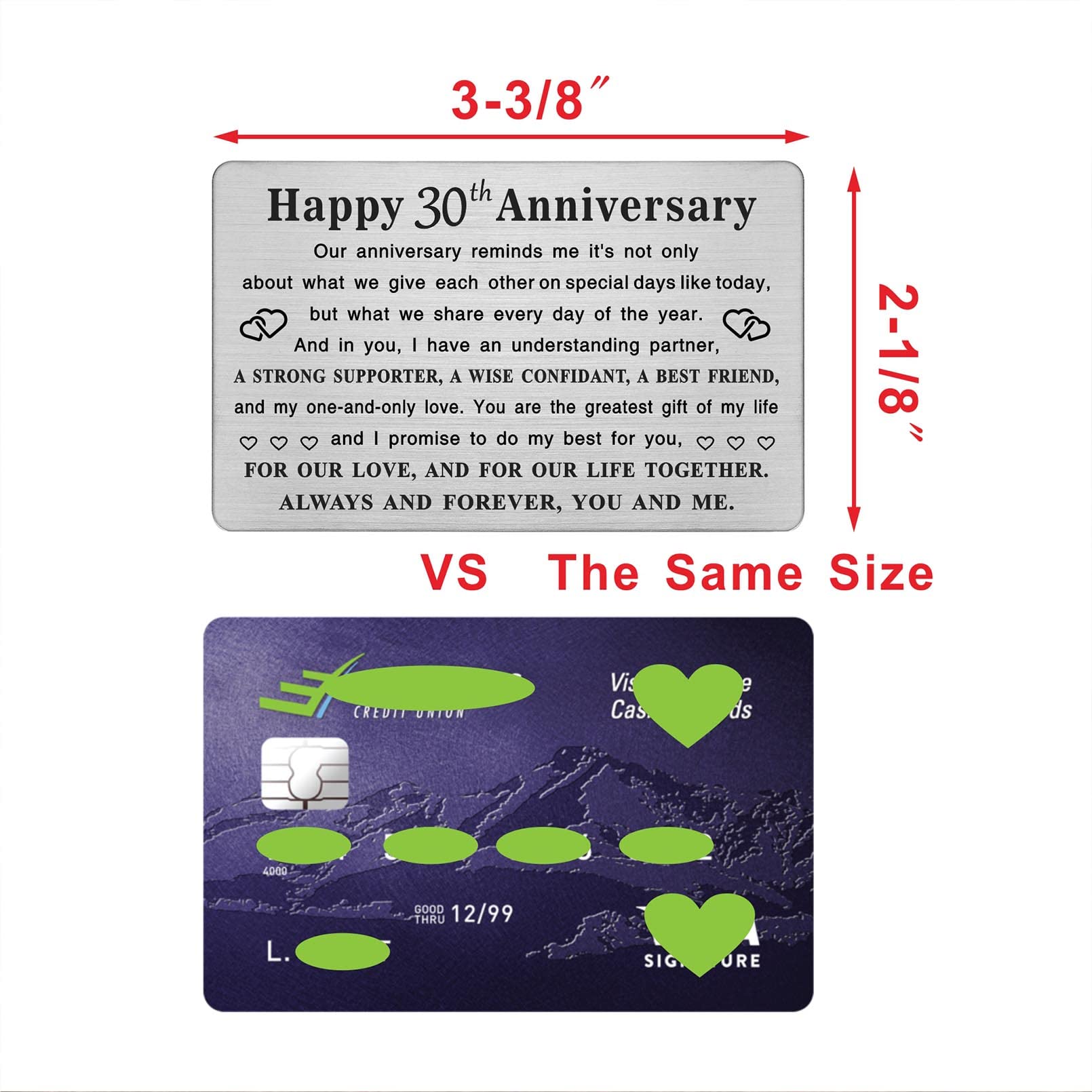TGCNQ Metal Engraved 30 Year Anniversary Card - Elegant 30th Wedding Anniversary Gift for Husband, Wife, Couples - Perfect for Milestone Celebrations & Home Decor