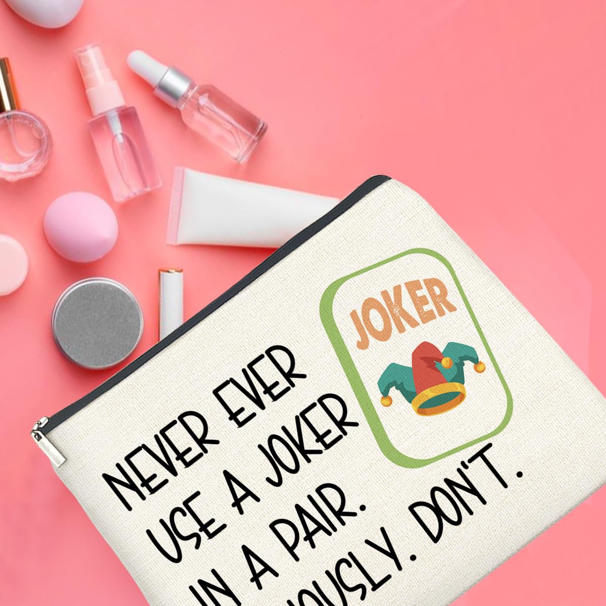Mahjong Themed Makeup Bag for Women - Funny Cosmetic Pouch with Zipper for Mahjong Lovers | Perfect Gift for Gamers & Travel Organizer