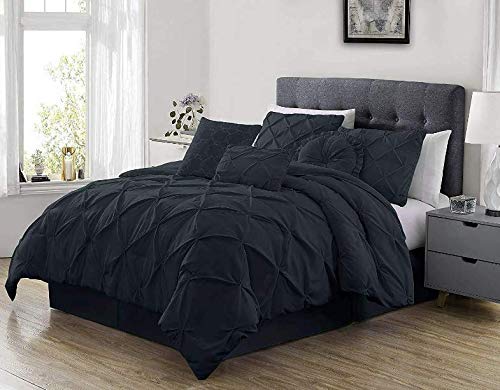 Pinch Pleat Comforter Set - Soft Pintuck Bedding Set in Gray - Queen Size Luxury Comforter & Bedding Set for Cozy Bedroom Decor | Perfect for Master Bedroom, Guest Room & Hotel Style Bedding
