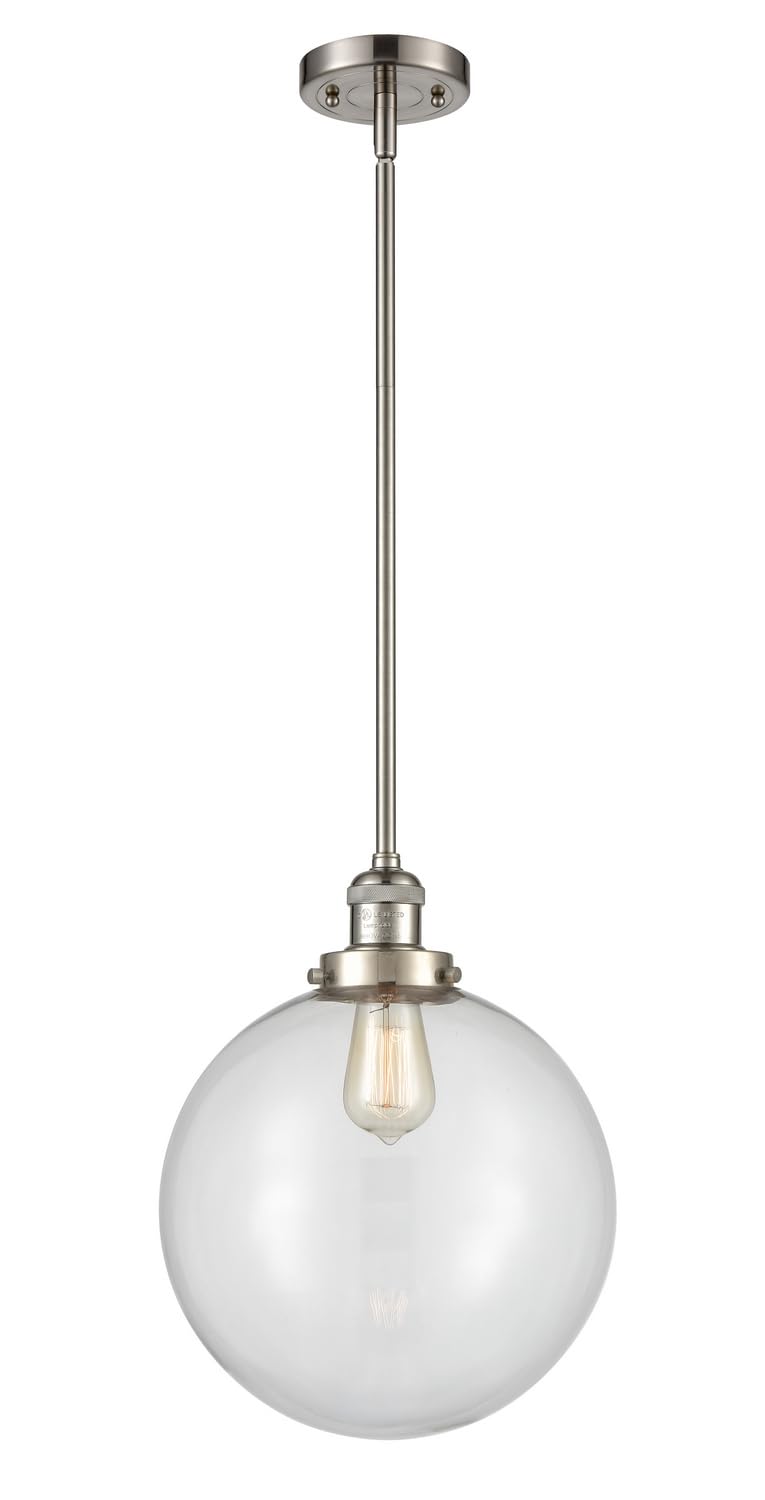 201S-SN-G202-12 LED Bare Bulb 1 Light Cord Set in Brushed Satin Nickel - Vintage Edison Bulb Lighting for Cafe, Restaurant & Home Decor