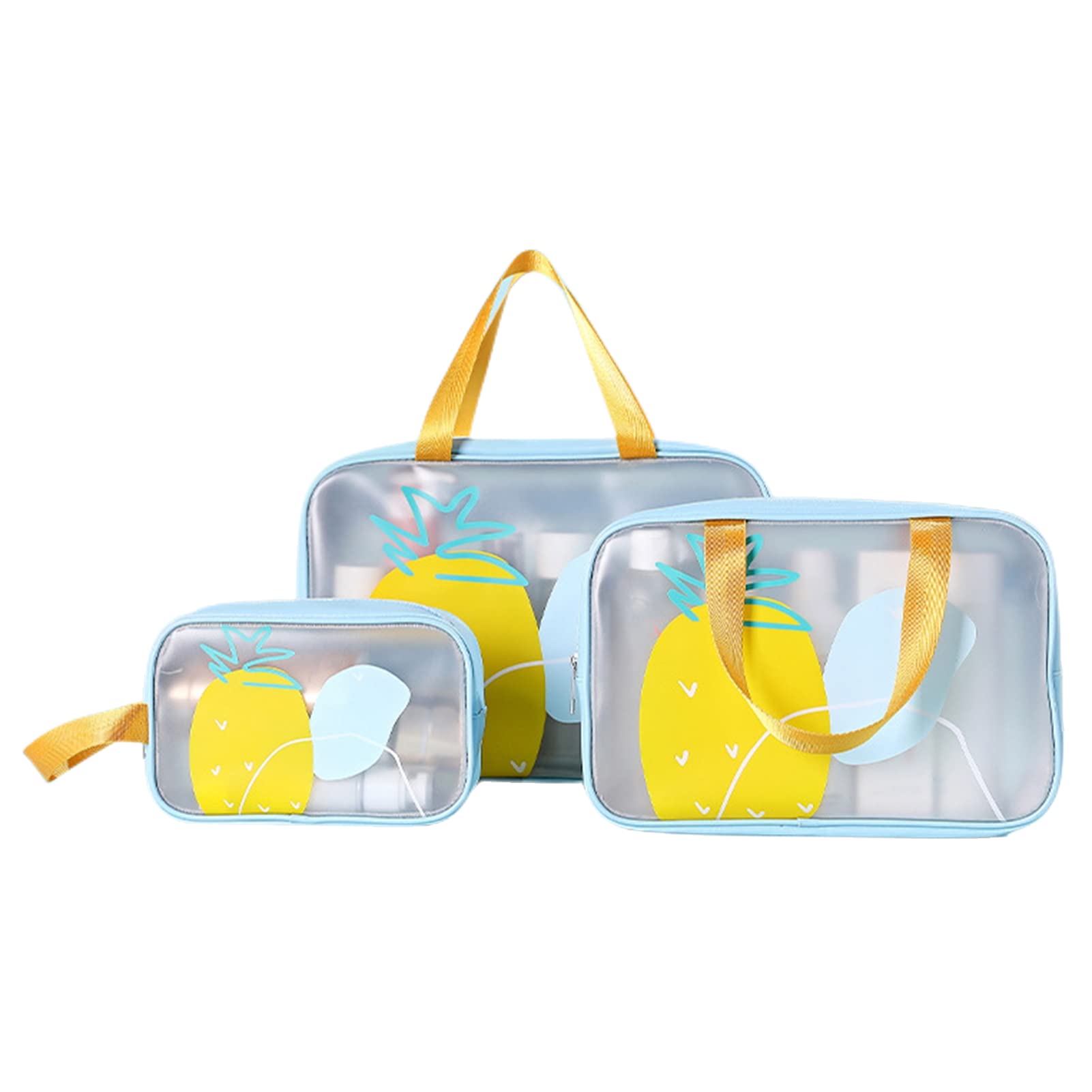 Dajingkj 3-Piece Waterproof Makeup Bag Set - Dry & Wet Separation Cosmetic Organizer for Travel, Beach, Swimming | Portable Leather Toiletry Pouch (Blue) - Perfect for Women's Cosmetics, Kids' Swim Essentials & Gym Toiletries