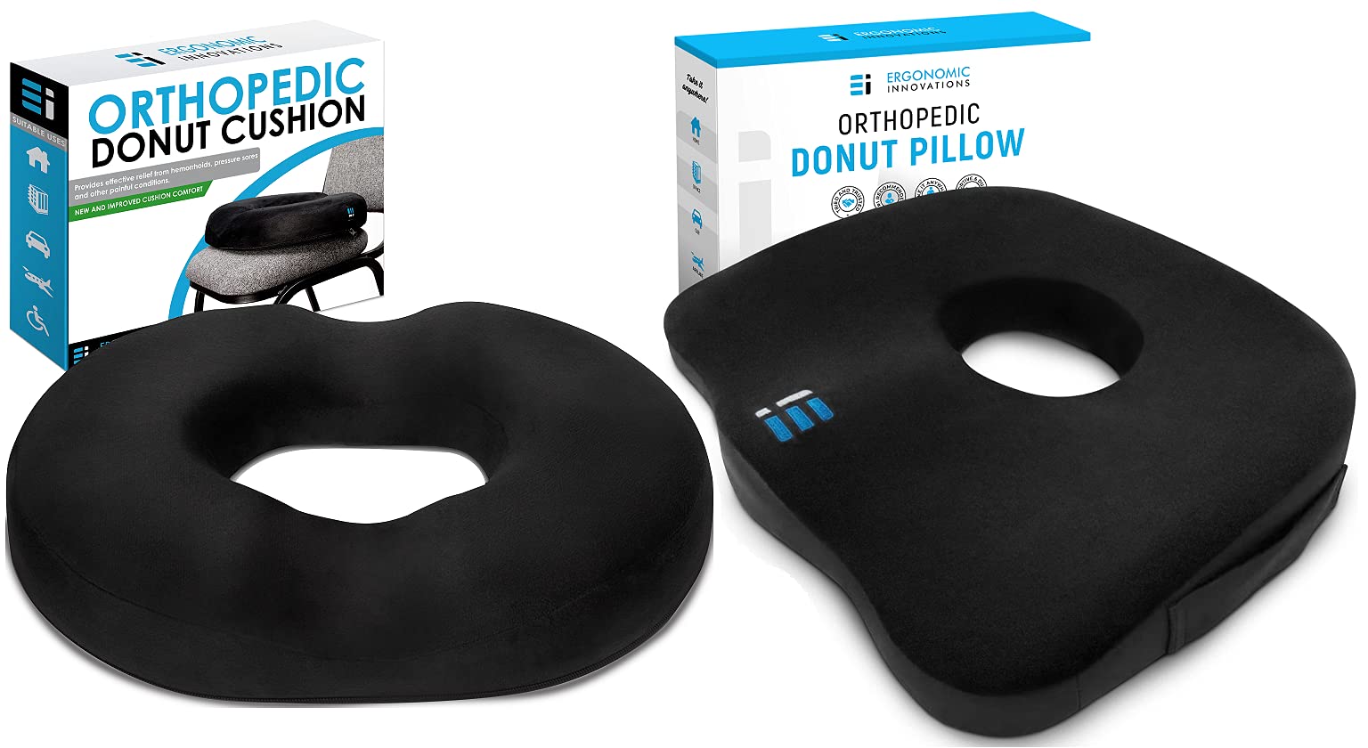 **Ergonomic Donut Pillow for Hemorrhoid & Tailbone Pain Relief – 2 Sizes & Firmness Options – Comfortable Seat Cushion for Office, Car, Wheelchair & Post-Surgery Recovery**