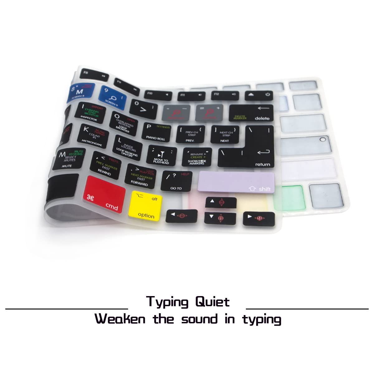 HRH Logic Pro X Shortcut Silicone Keyboard Cover for MacBook Air 13, MacBook Pro 13/15/17 (2015 & Older), iMac - USA & Europe - Perfect for Music Production & Studio Work