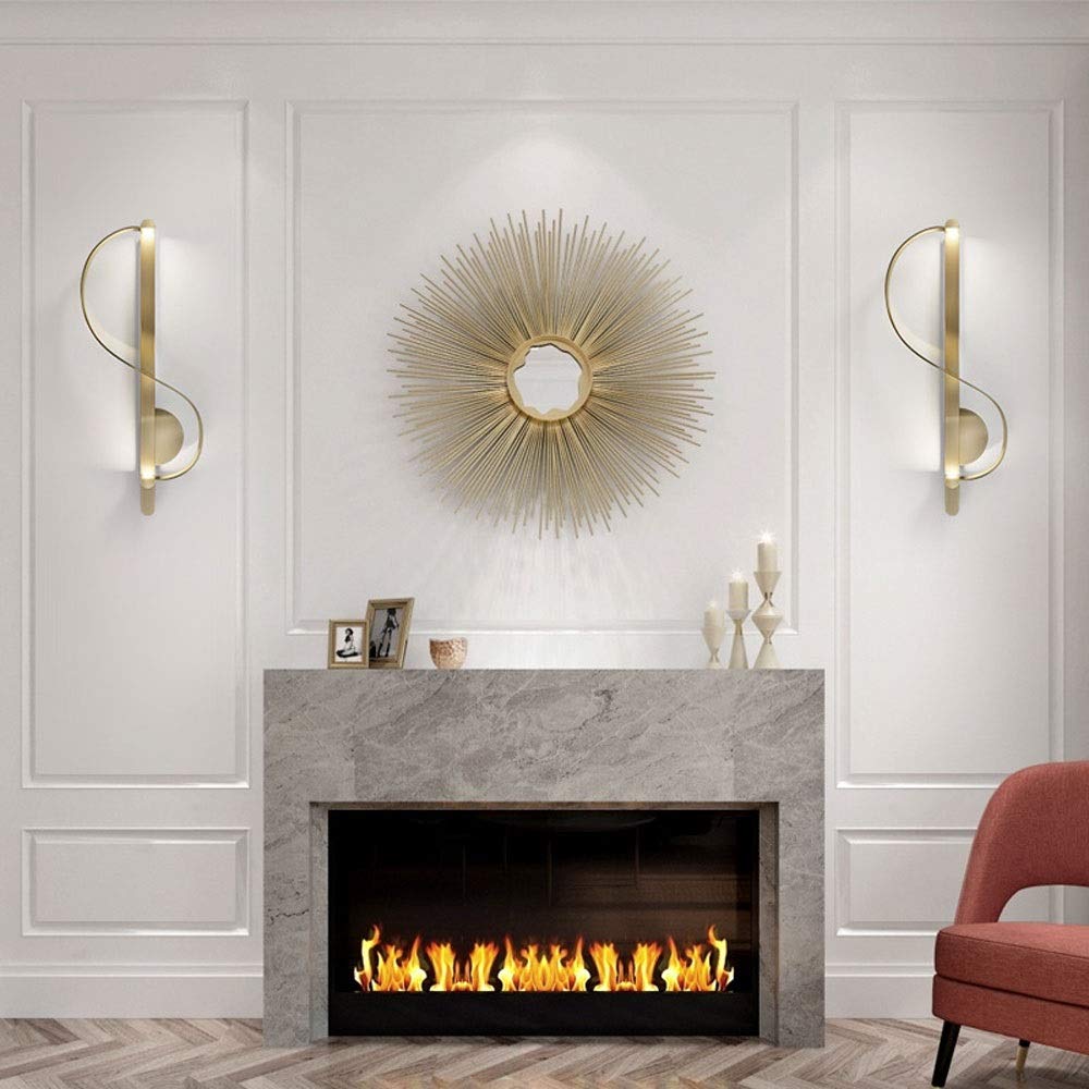 Modern S-Shaped Copper Wall Lamp - Wrought Iron Art Deco Wall Sconce for Living Room, Bedroom, Restaurant & Hotel | 6000K Daylight LED Lighting | Perfect for Ambient, Accent & Task Lighting in Home & Commercial Spaces