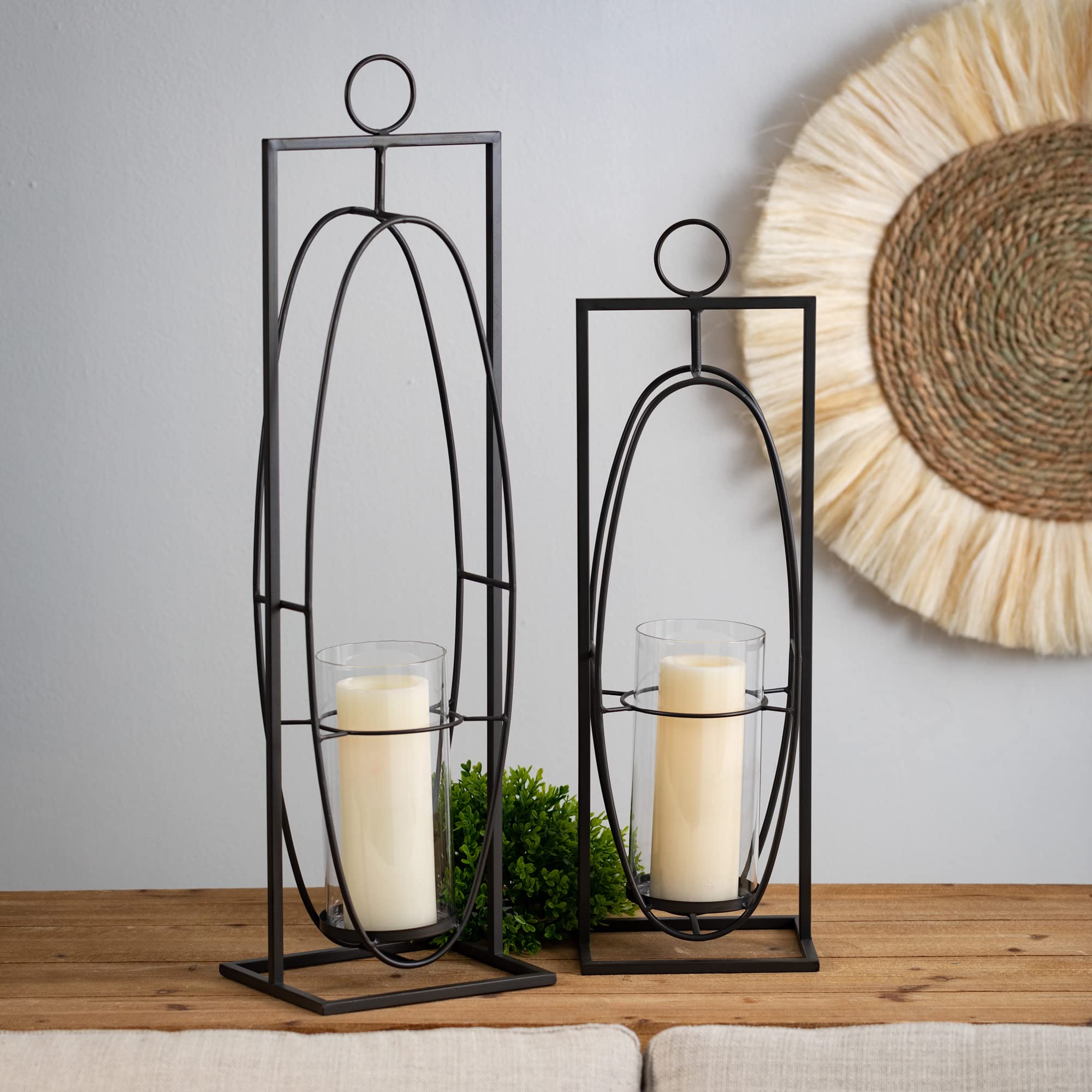 Modern Metal Candleholder Set of 2 - Home Decor for Mantel & Living Room