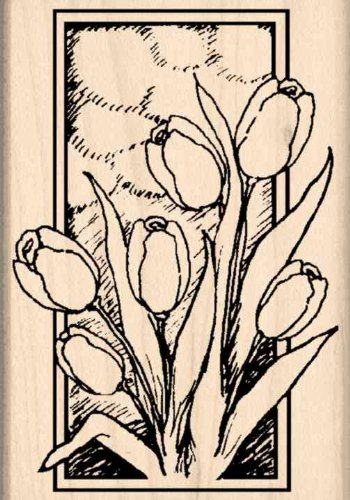Impression Tulips Rubber Stamp - Handmade Floral Design for Scrapbooking, Card Making & DIY Crafts
