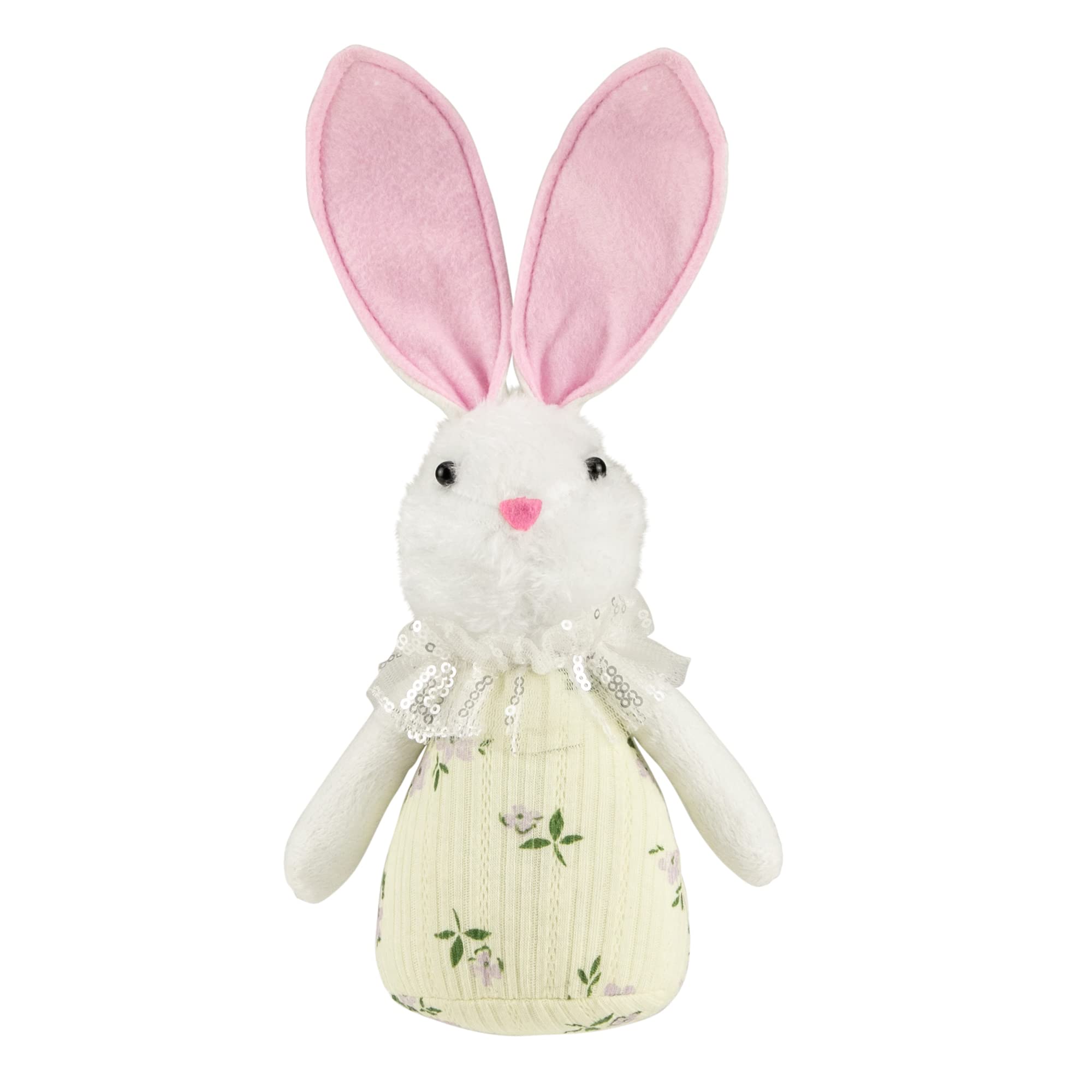 Northlight 11-Inch Yellow Spring Floral Easter Bunny Decor - Easter Table Centerpiece, Spring Home Decor, Easter Basket Stuffers