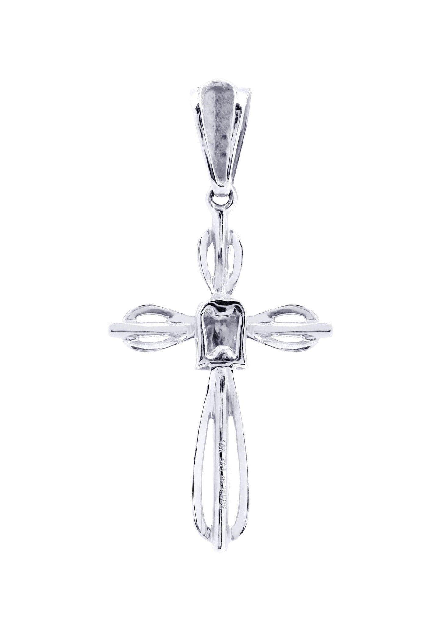 0.13 Carat Diamond Cross Pendant Necklace - 1.35 Grams 14K White Gold Religious Jewelry for Women - Perfect for Baptism, First Communion & Gift Giving