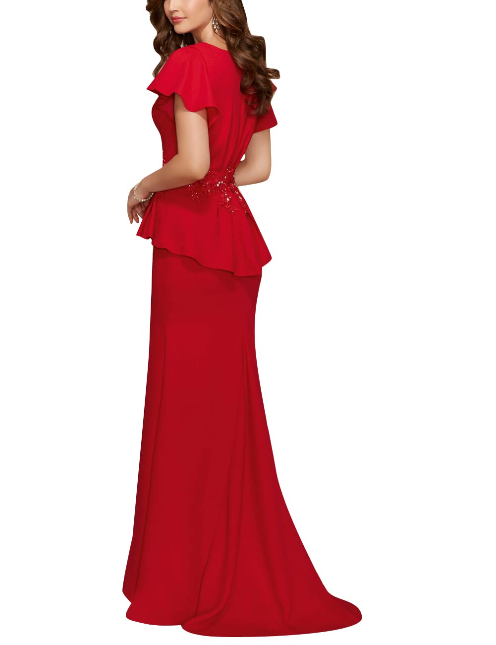Elegant Chiffon Mother of The Bride Dress with Beads Applique - Long Formal Evening Gown for Prom Party - US Size 14 - Perfect for Weddings, Galas & Special Occasions