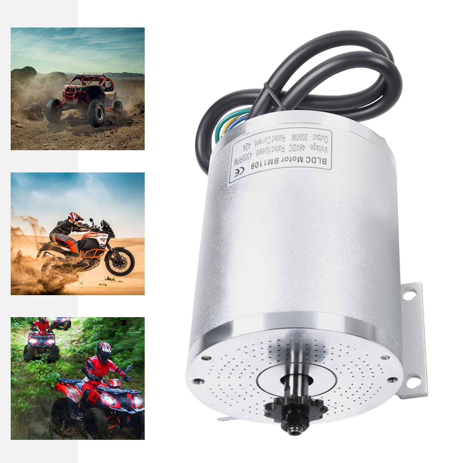 48V 2000W Brushless Electric Motor Kit - 4300RPM High Power Dirt Bike & Go Kart Upgrade Kit with LCD Throttle, Battery Display & Power Lock - Supports 220-330lbs Load - Perfect for Electric Scooters, ATVs, and DIY Vehicle Conversions