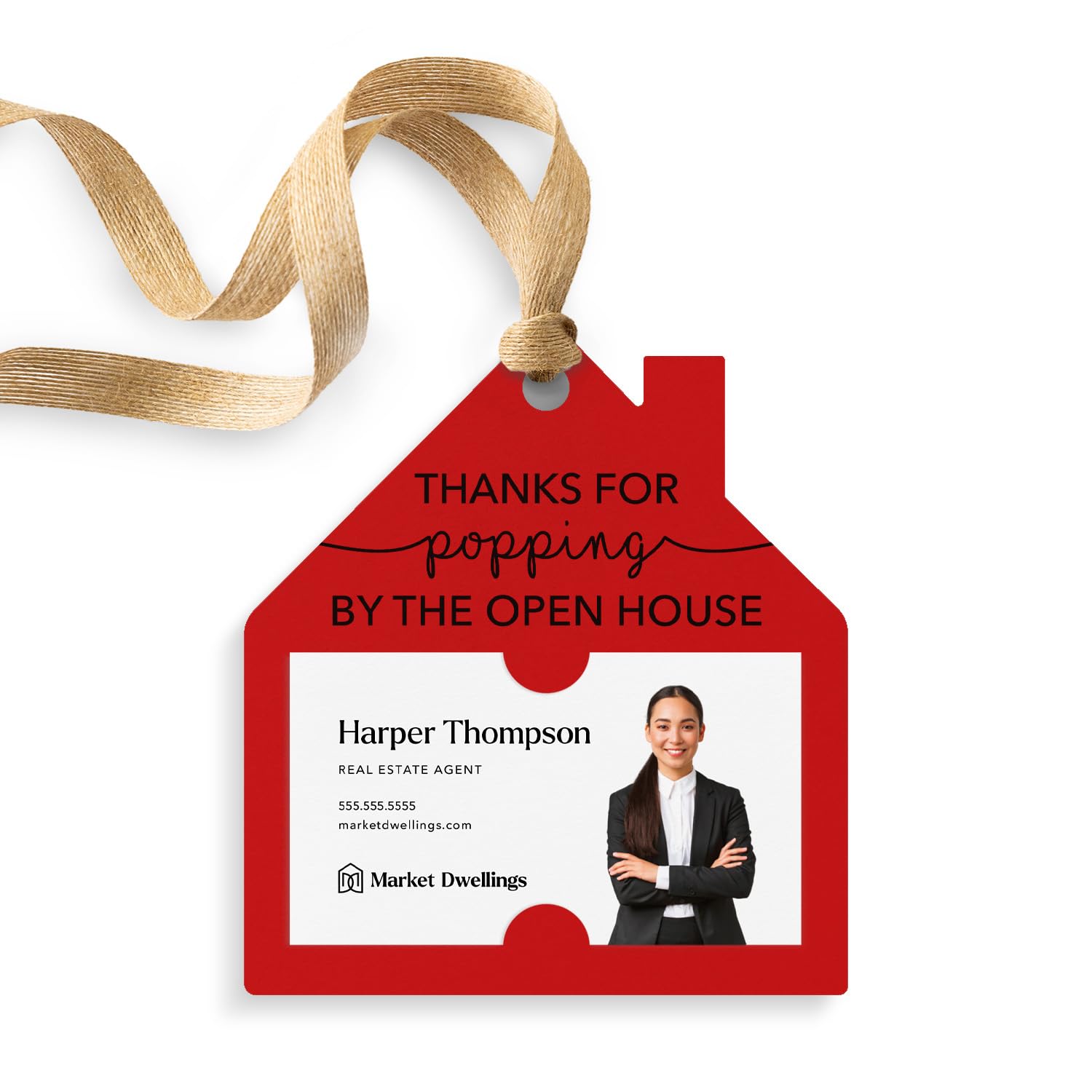 House Shaped Pop By Gift Tag - 26-GT004 | Open House Party Favors, Real Estate Agent Appreciation Gifts, New Home Celebration Thank You Cards