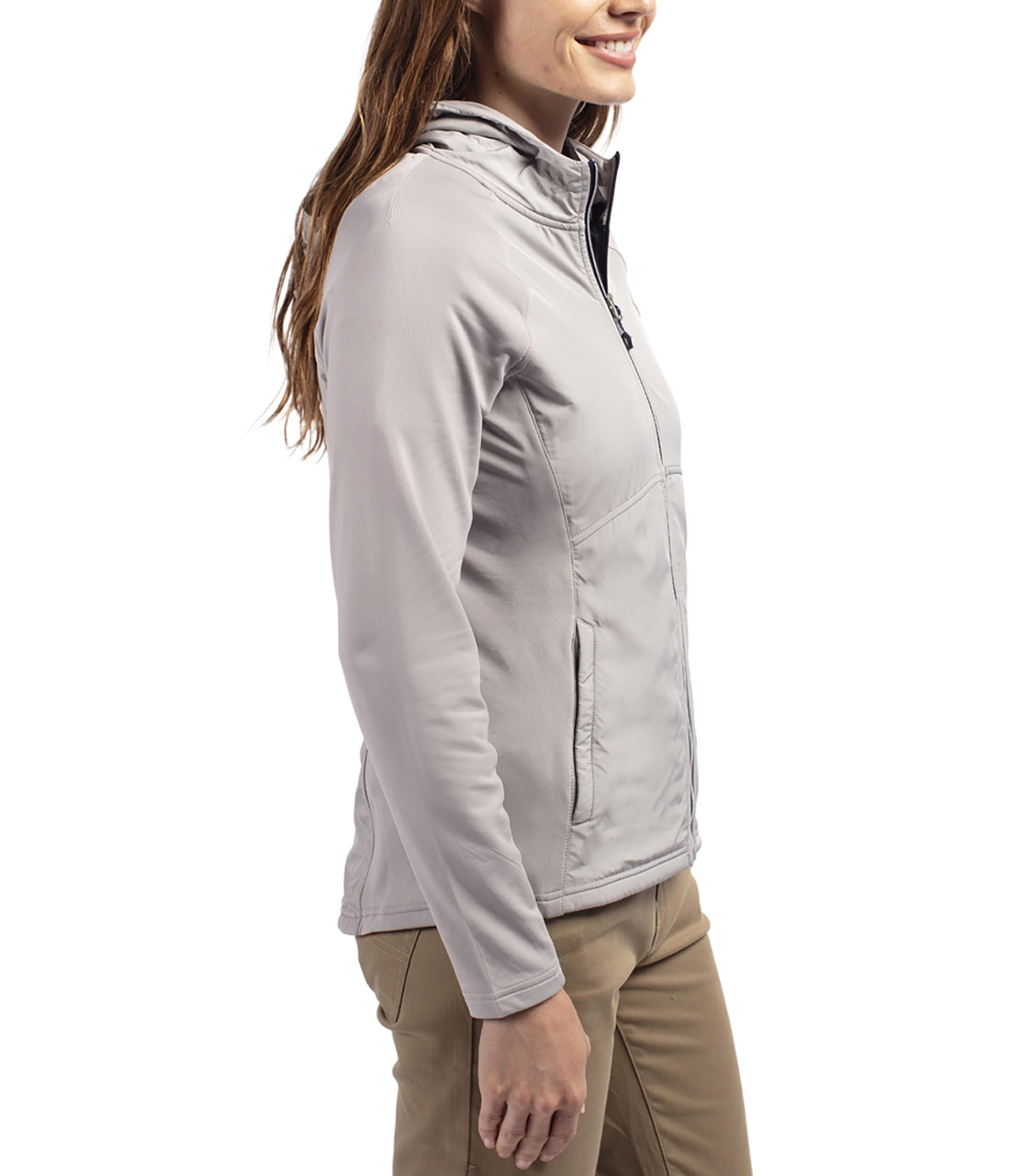 Cutter & Buck Women's Adapt Hybrid Full Zip Hoodie - Lightweight, Water-Resistant Jacket for Outdoor Activities & Casual Wear