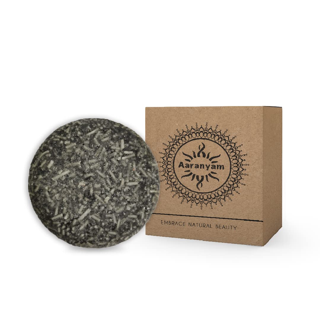 Aaranyam Detoxing Charcoal Shampoo Bar 100g with Castor & Tea Tree Oil - Hydrating Moisturizing Shampoo for Oily Hair & Scalp - Anti-Dandruff Treatment - 100% Biodegradable Shampoo Bar for Men & Women - Perfect for Travel, Gym & Eco-Friendly Hair Care