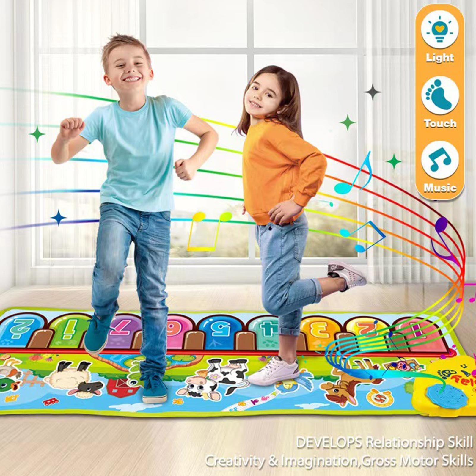 Kids Musical Piano Mat - Early Education Touch Dance Mat with Animal Sounds & Adjustable Volume | Non-Slip Large Music Playmat for Toddlers | Perfect for Birthday Gifts, Indoor Play & Early Childhood Development