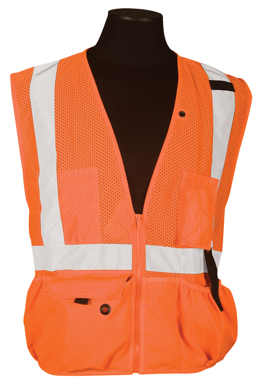 Economy Series Polyester/Ultra Cool Mesh Class 2 Safety Vest - High Visibility Workwear for Construction, Roadside & Outdoor Activities