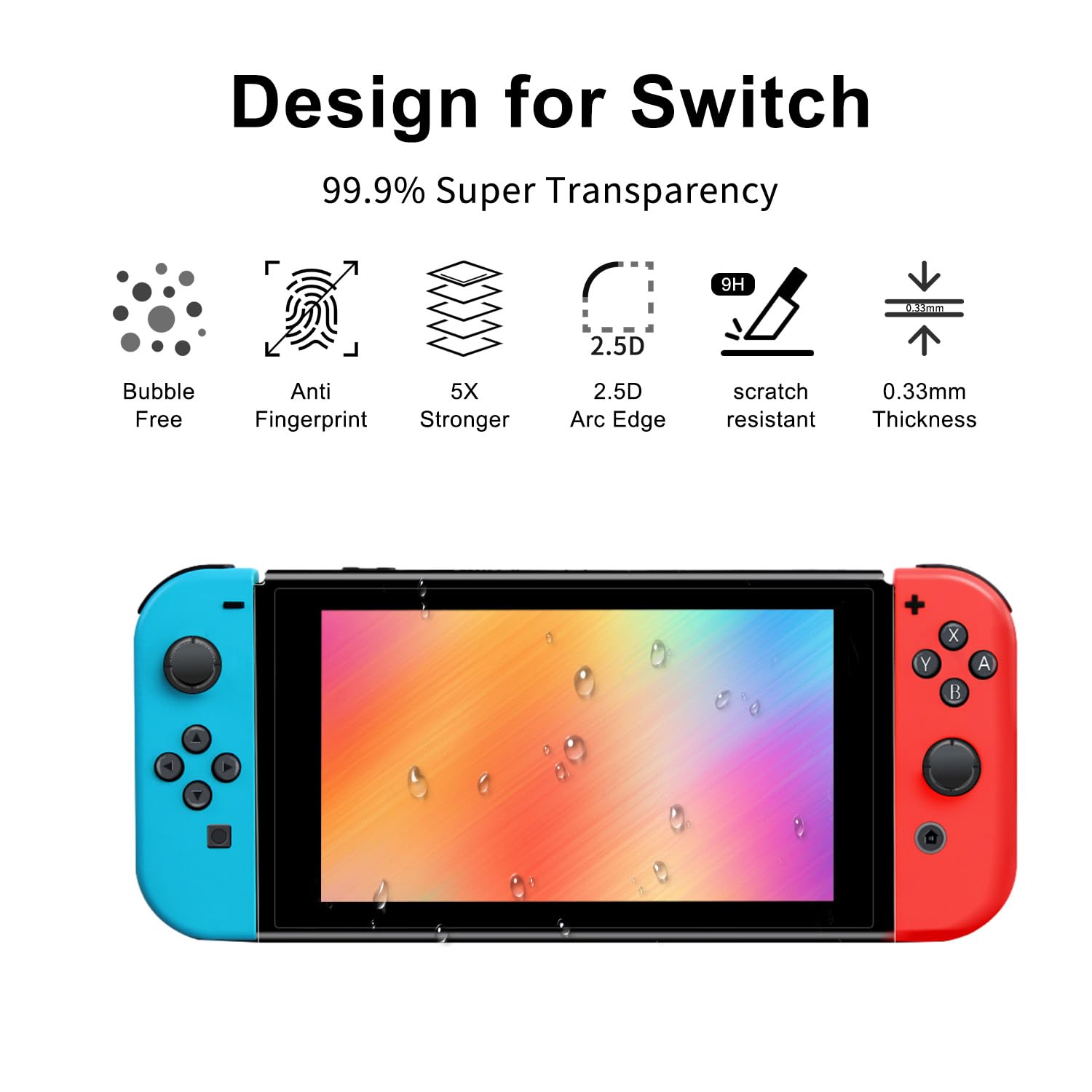 Nintendo Switch 2017 Tempered Glass Screen Protector - 2 Pack with Auto Alignment Kit | 9H Hardness, Bubble-Free, Anti-Scratch | Perfect for Gaming Protection & Travel Use