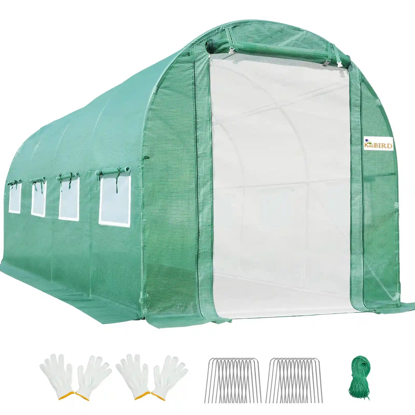 15' x 6.6' x 6.6' Walk-in Greenhouse Kit with Sturdy Frame & UV Protection - Perfect for Backyard Gardening, Plant Growing & Seed Starting