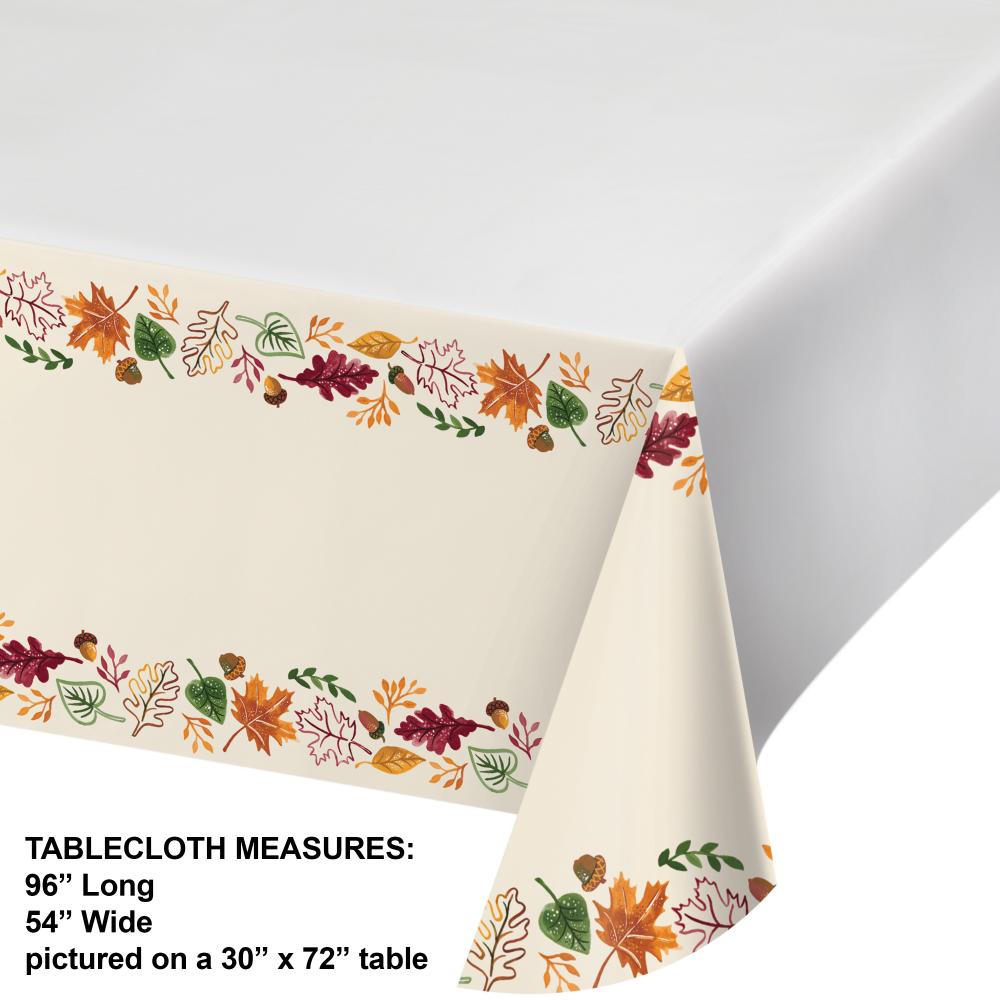 12-Piece Bulk Fall Festivities Paper Table Covers with Border Print - Perfect for Thanksgiving, Halloween, and Autumn Party Decorations
