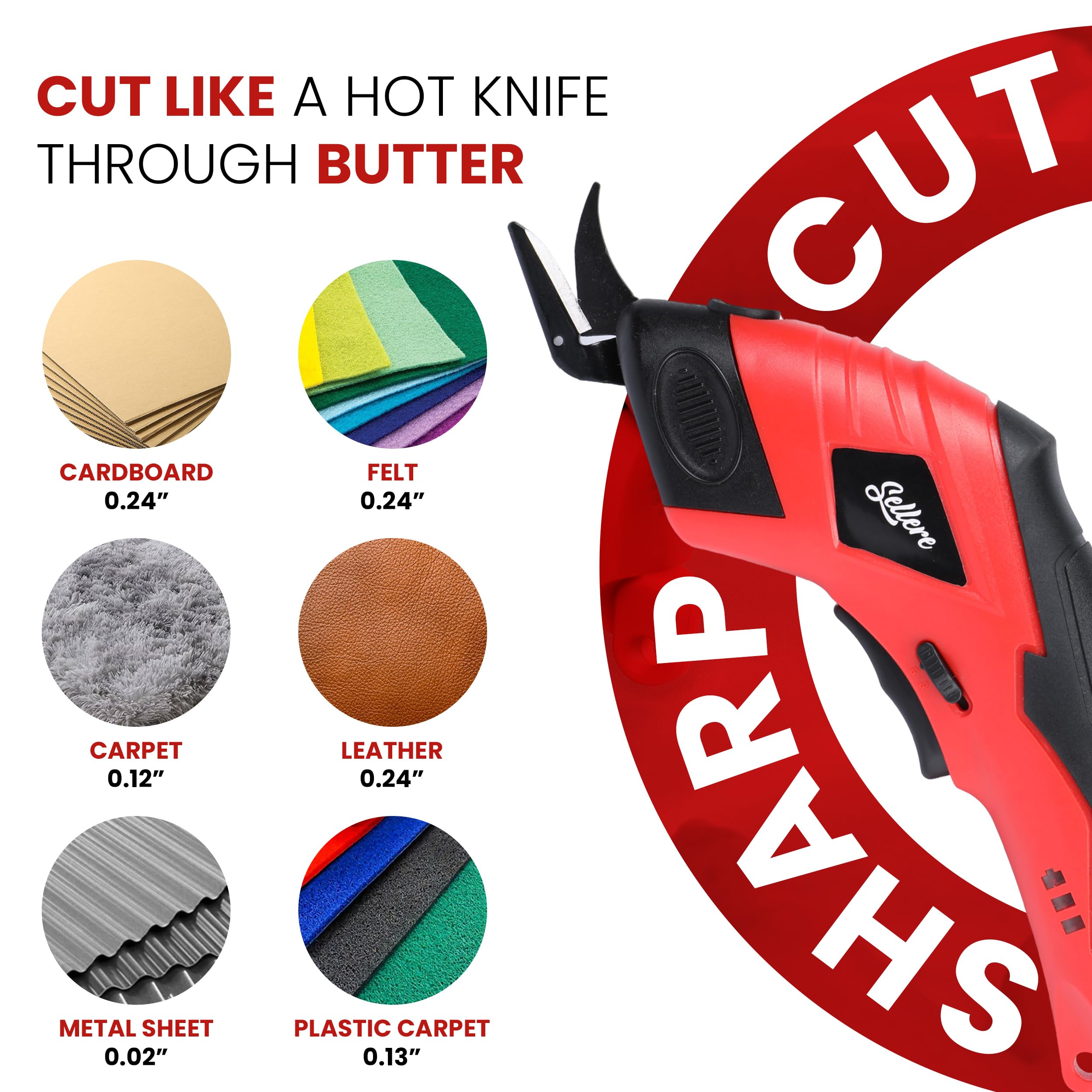 Cordless Electric Cutter - Heavy Duty Scissors for Cardboard, Fabric, Paper, Carpet Cutting - Portable with Carrying Case - Perfect for DIY Crafts, Packaging, Home Improvement & Office Use