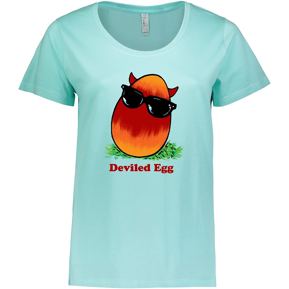 Inktastic Easter Red and Orange Devil Egg Horns Women's Plus Size T-Shirt - Funny Holiday Graphic Tee for Costume Parties & Easter Celebrations