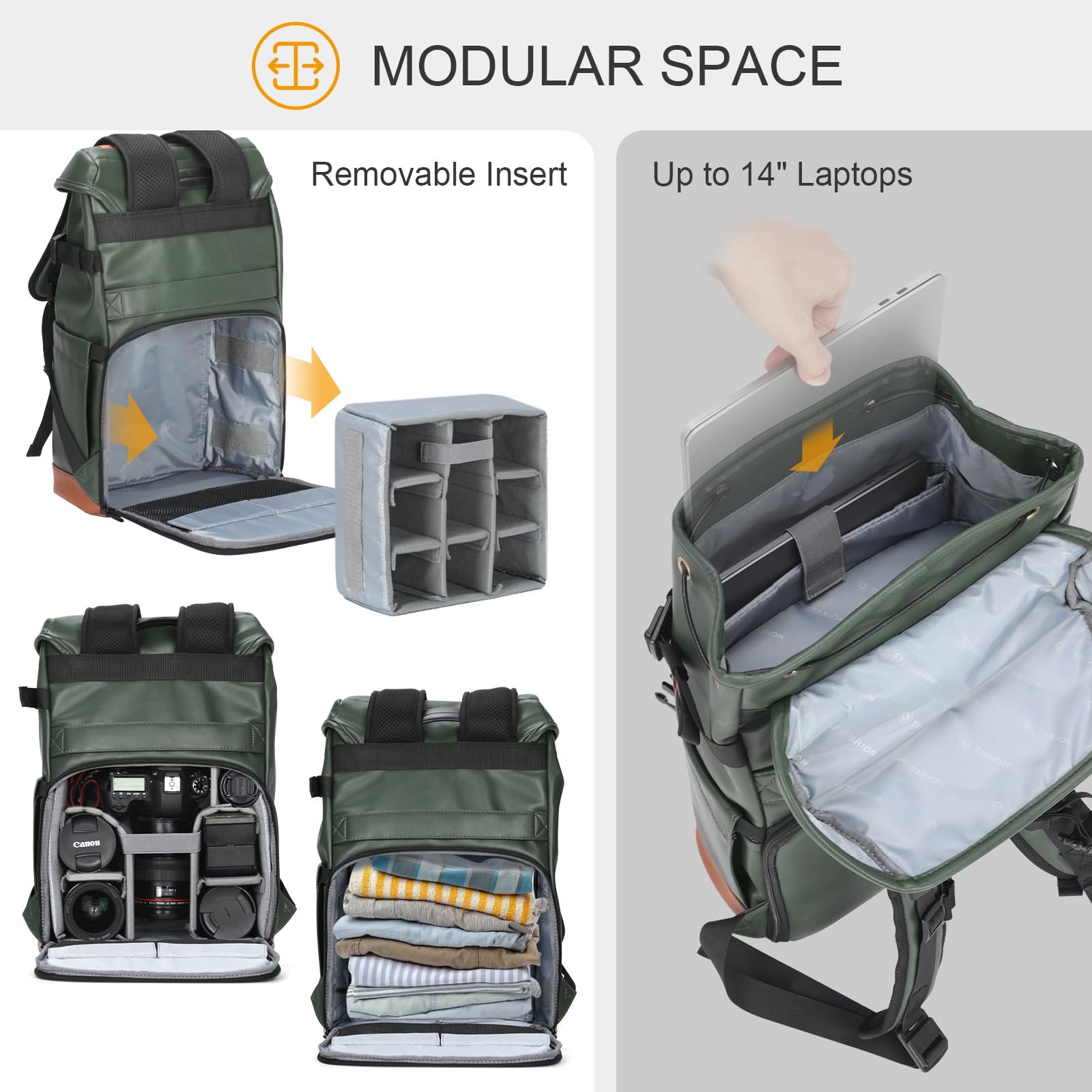 Waterproof Camera Backpack for Photographers - Eco-Friendly Leather DSLR Bag with 13