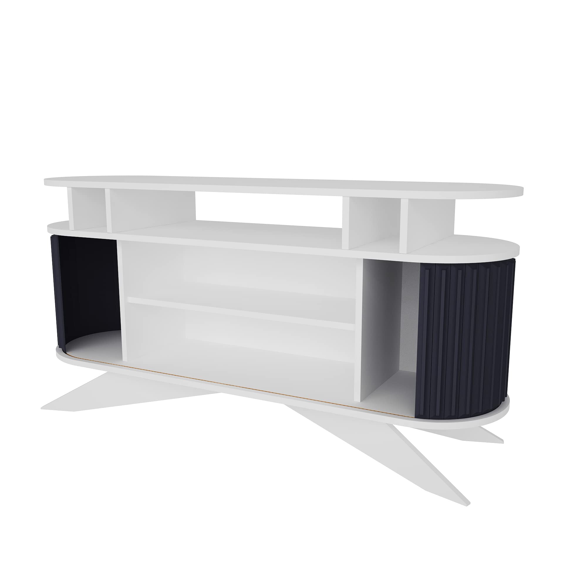 Modern Grey 59-inch TV Stand Media Console with Sliding Doors - Sturdy Entertainment Center for Living Room, Bedroom & Home Theater Setup