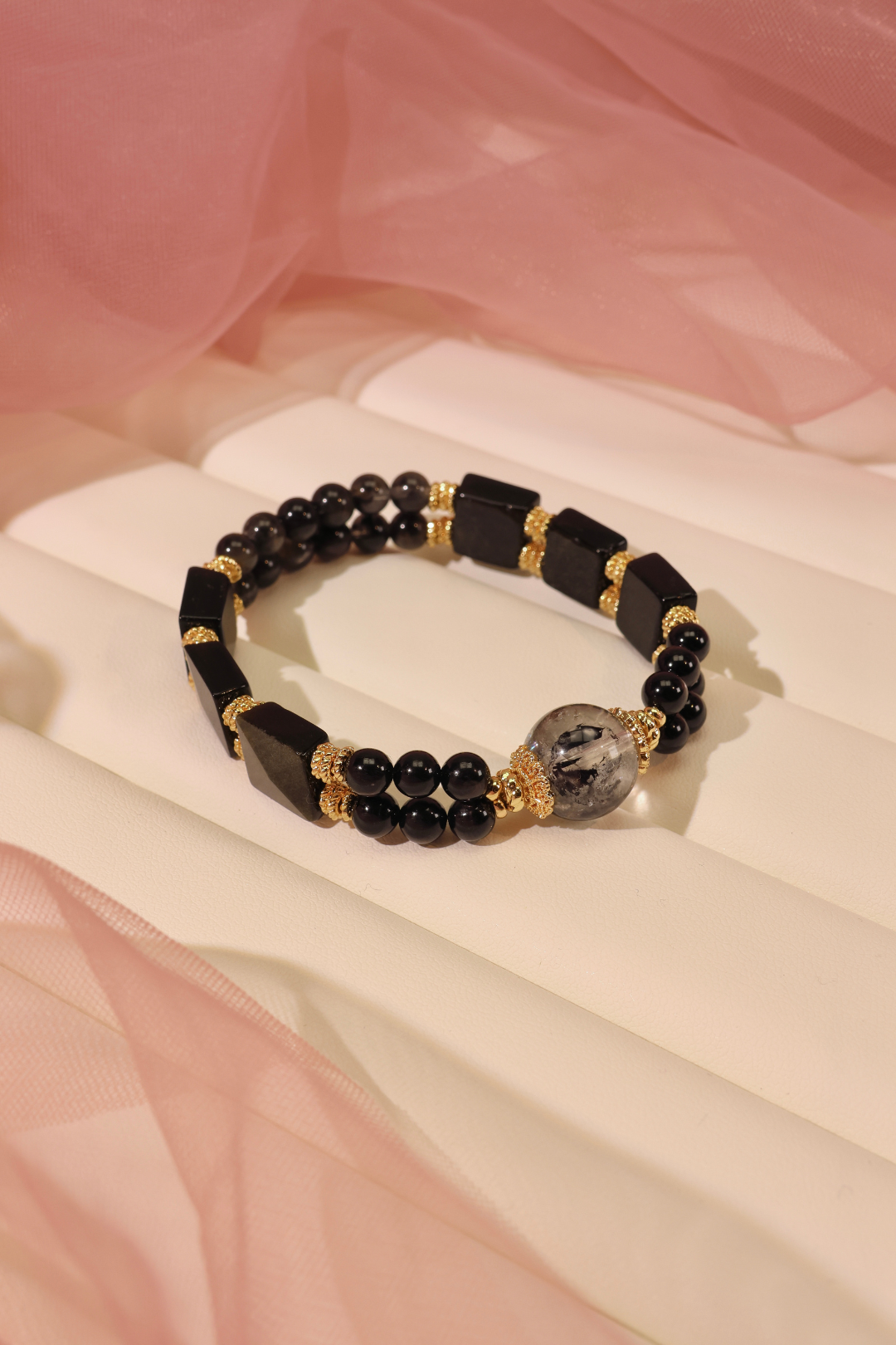 BOWGLE Elegant Black Tie Bangle Bracelet for Women - Perfect for Formal Events, Weddings & Evening Parties