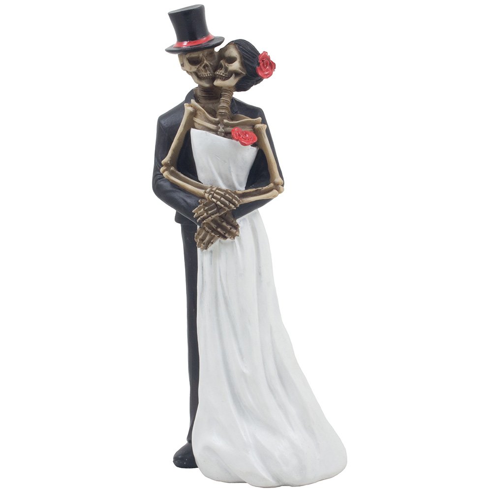 Spooky Skeleton Couple Statue - Halloween & Gothic Decor for Weddings