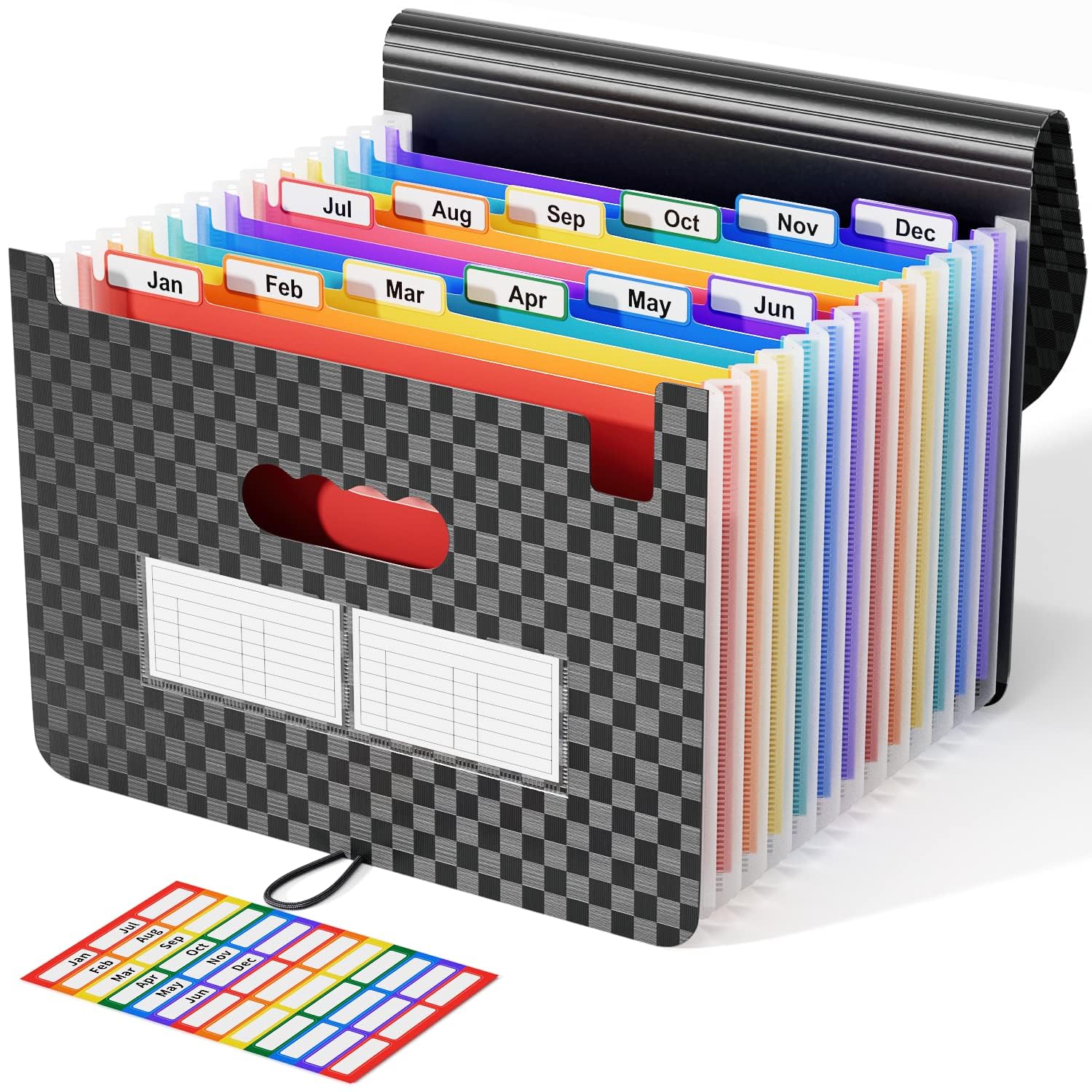 ABC Life 12-Pocket Accordion File Organizer - Expandable A4 Letter Size Document Folder with Colored Labels | Portable Paper Coupon Organizer for Office, School & Home Use | Desktop File Storage Solution