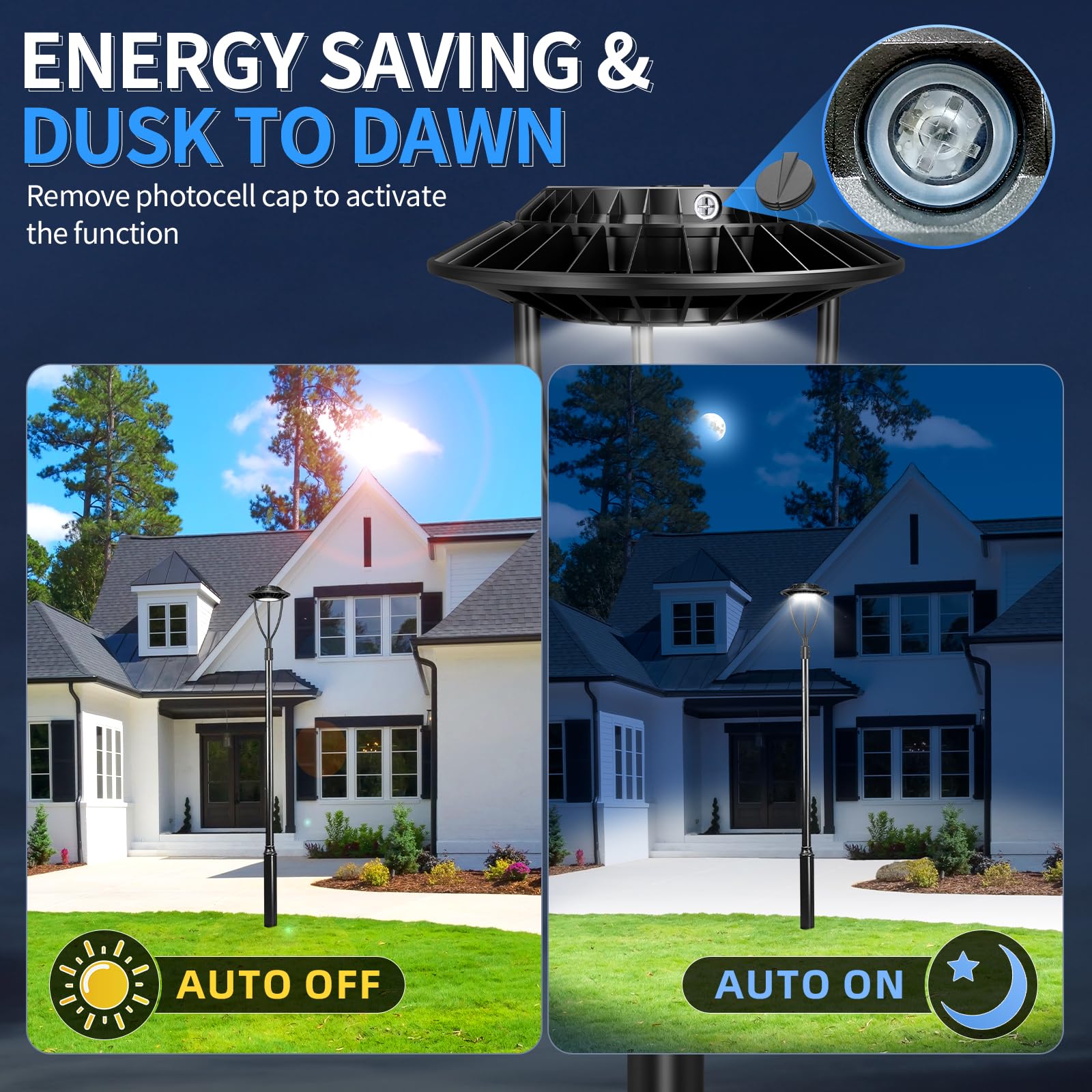 2 Pack 100W LED Post Top Lights with Photocell - 14,000LM 5000K Daylight Outdoor Pole Light - IP65 Waterproof LED Street & Area Lighting for Garden, Driveway, Yard, Patio - ETL Certified for Safety