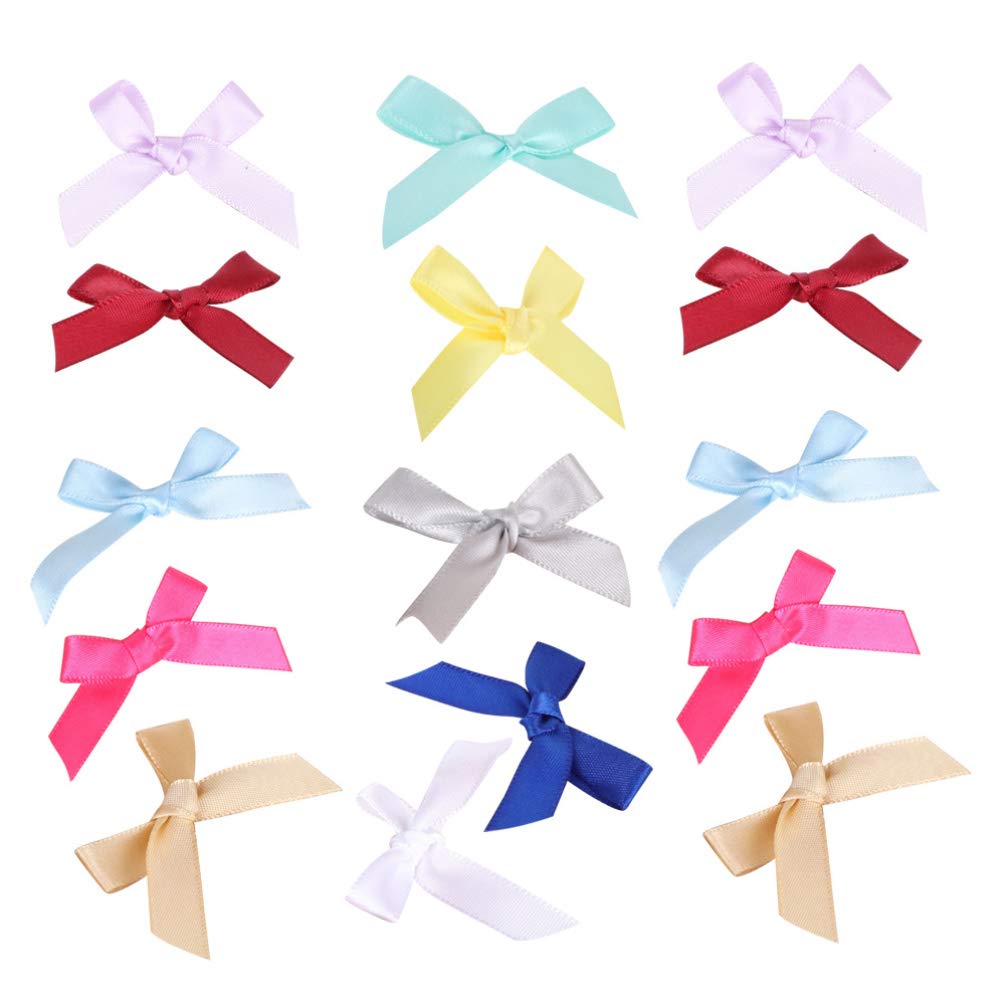 Amosfun 100pcs Mini Ribbon Bows for Gift Wrapping - Small Decorative Bows in Mixed Colors, DIY Craft Supplies for Christmas, Birthday, Wedding & Party Decorations