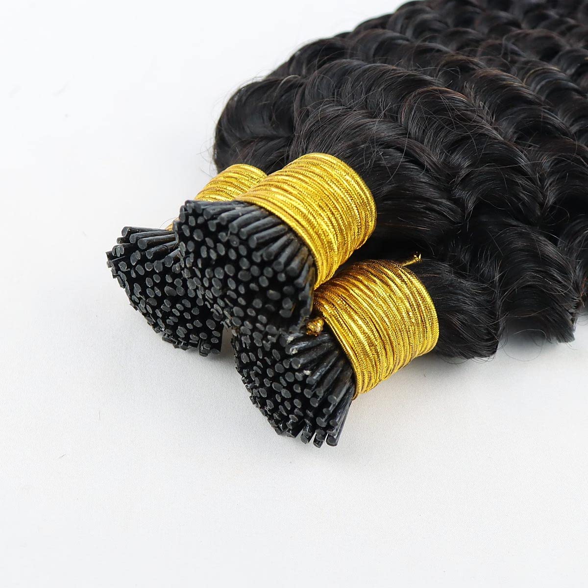 Microlink Deep Wave I-Tip Human Hair Extensions – Pre-Bonded Curly Brazilian Remy Hair with Micro Beads & Keratin Stick – Jet Black & Brown Colors (100 Strands, 16 Inch, 100g) – Perfect for Volume, Length & Styling for Parties, Weddings & Everyday Wear