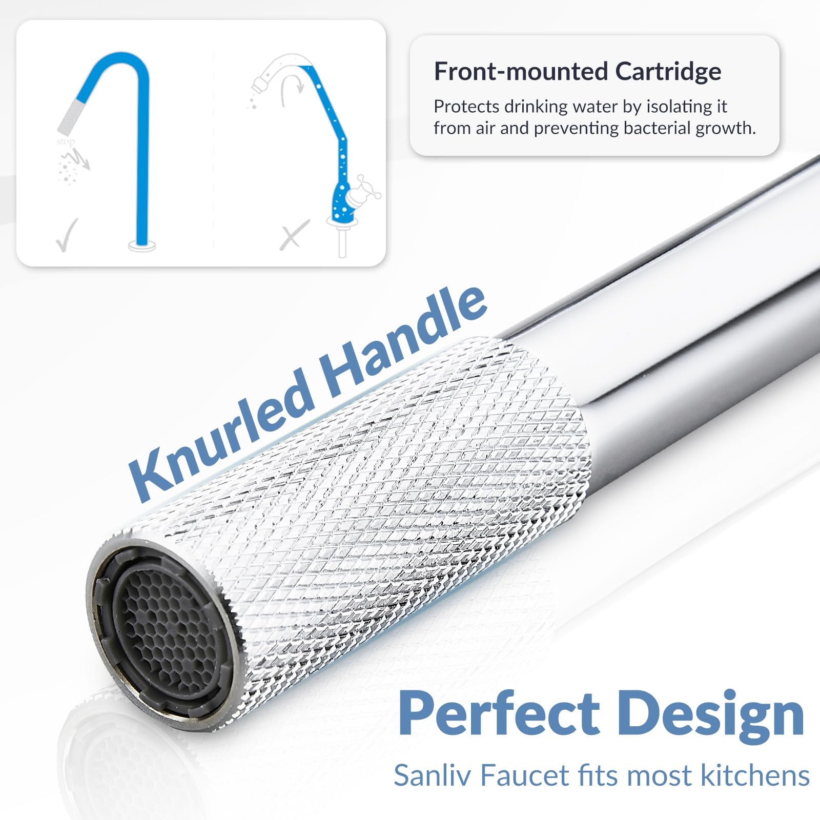 Chrome Drinking Water Purifier Faucet - RO Water Filter Tap for Kitchen Sink | Lead-Free Stainless Steel Reverse Osmosis System Faucet | Perfect for Clean Drinking Water & Cooking