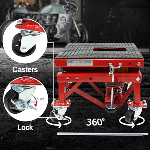 GARVEE 300 LBS Hydraulic Motorcycle Lift Jack - Heavy Duty ATV Scissor Lift for Motorcycles with Wheels | Perfect for Garage, Workshop & DIY Bike Maintenance