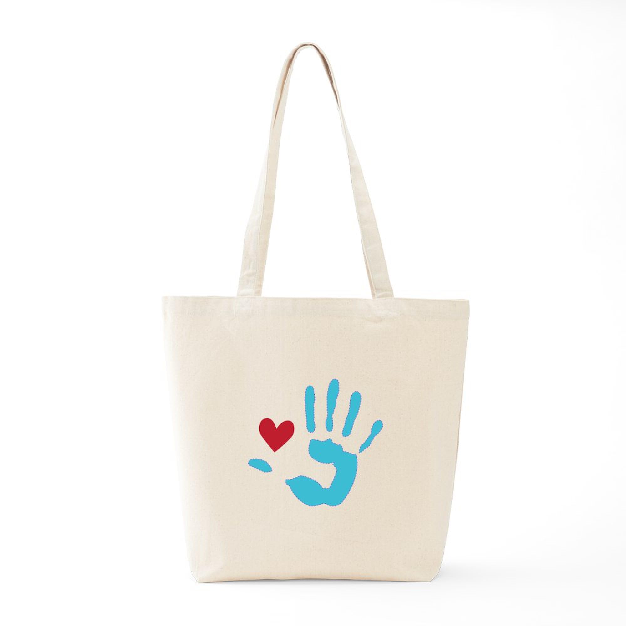 Heart & Hand Tote Bag - Natural Canvas Reusable Shopping Bag for Groceries, Beach & Everyday Use | Eco-Friendly Cotton Tote with Roomy Interior