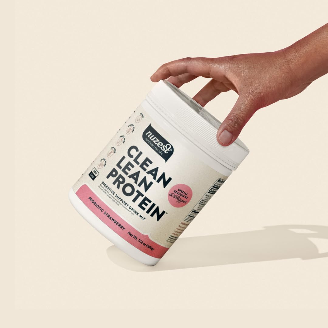 Nuzest Bethany's Pantry Digestive Support Protein Powder - Vegan Pea Protein with Probiotics for Gut Health - Strawberry Flavor - Clean Lean Plant-Based Protein - 20 Servings (1.1 lb) - Ideal for Smoothies, Baking & Post-Workout Recovery