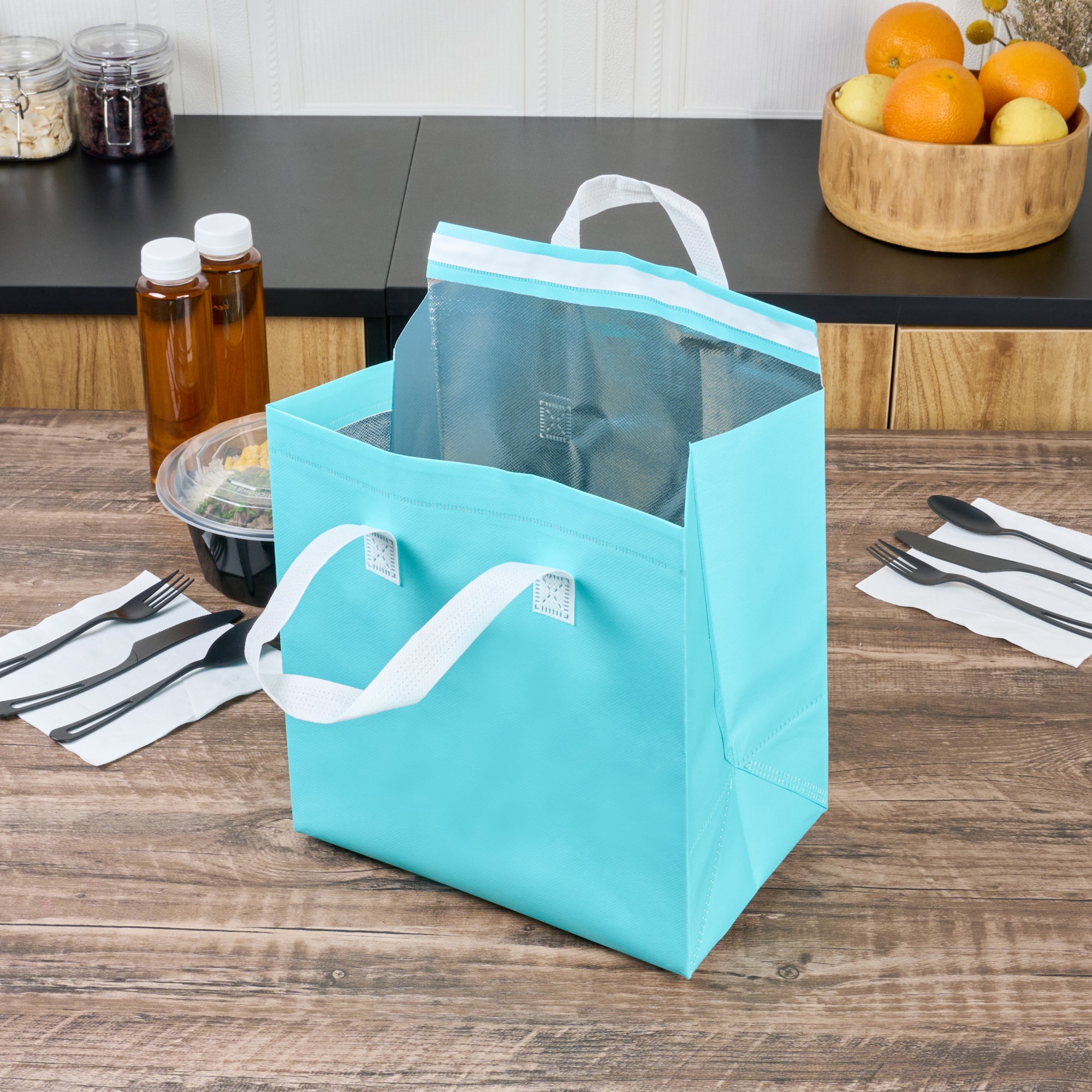 Premium Insulated Take Out Bags - Tamper Evident Food Delivery Bags (10.25