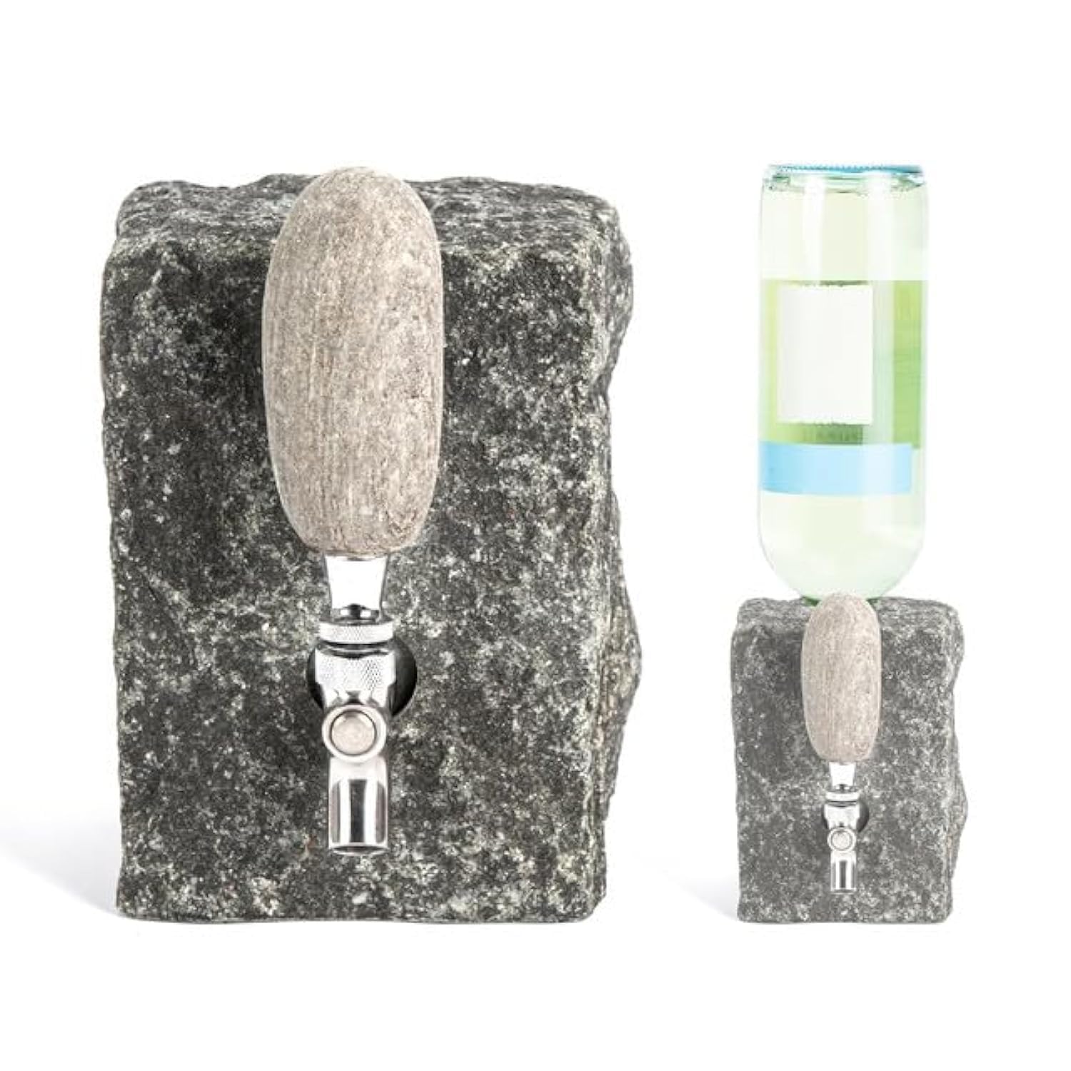 Premium Black Granite Drink Dispenser with Natural Beach Stone Handle - Handcrafted Beverage Server for Parties, Weddings & Outdoor Events - Perfect for BBQs, Picnics and Backyard Gatherings