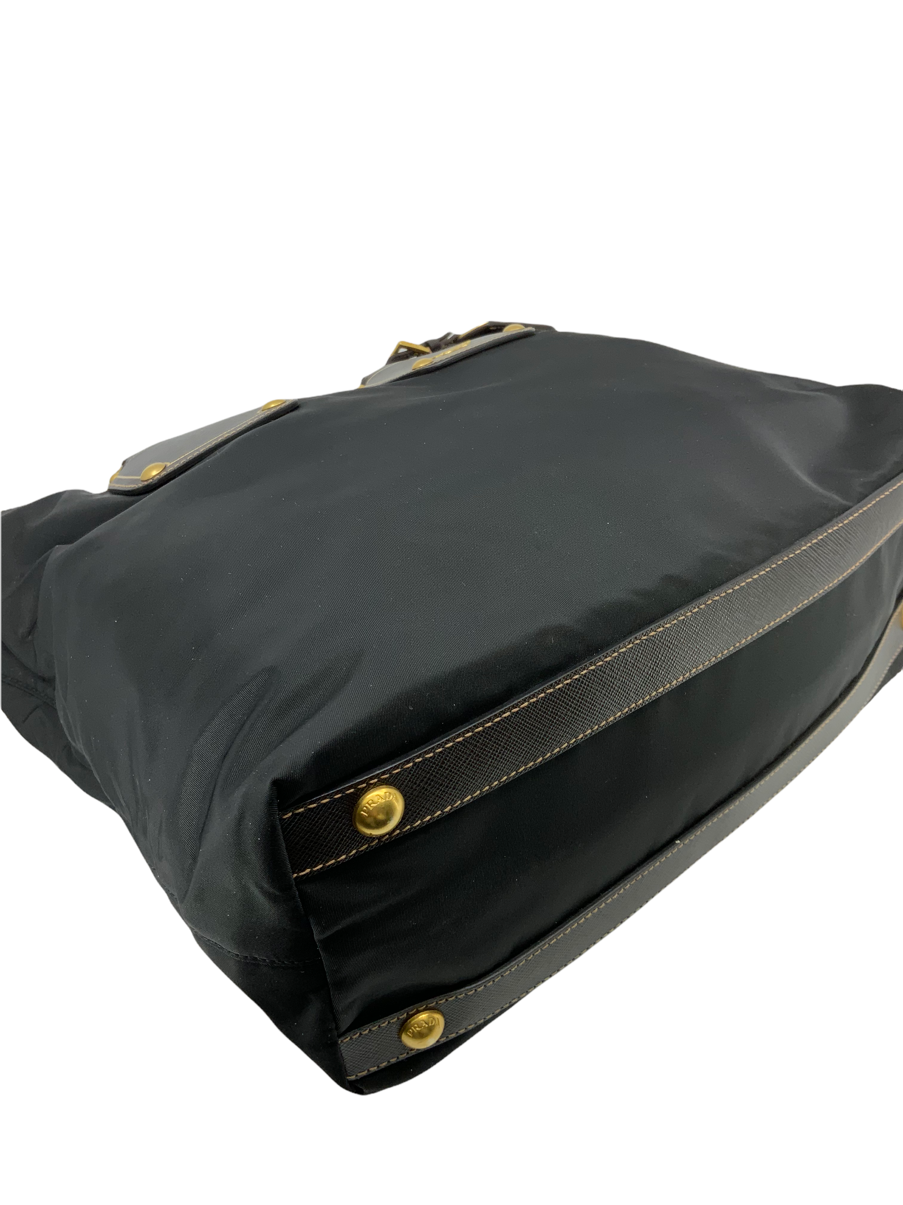 PRADA Tessuto Nylon Saffiano Leather Trim Large Tote Bag with Adjustable Strap - Luxury Designer Handbag for Women, Perfect for Work, Travel & Everyday Use