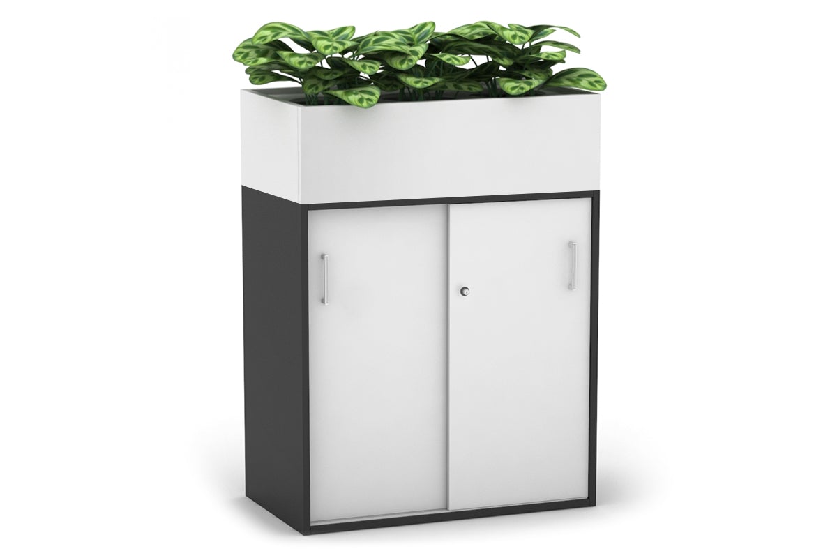 Uniform Medium Credenza with Planter Box - 800W x 1125H x 428D - Modern Storage Cabinet for Living Room, Bedroom or Office - Perfect for Home Organization and Indoor Plant Display