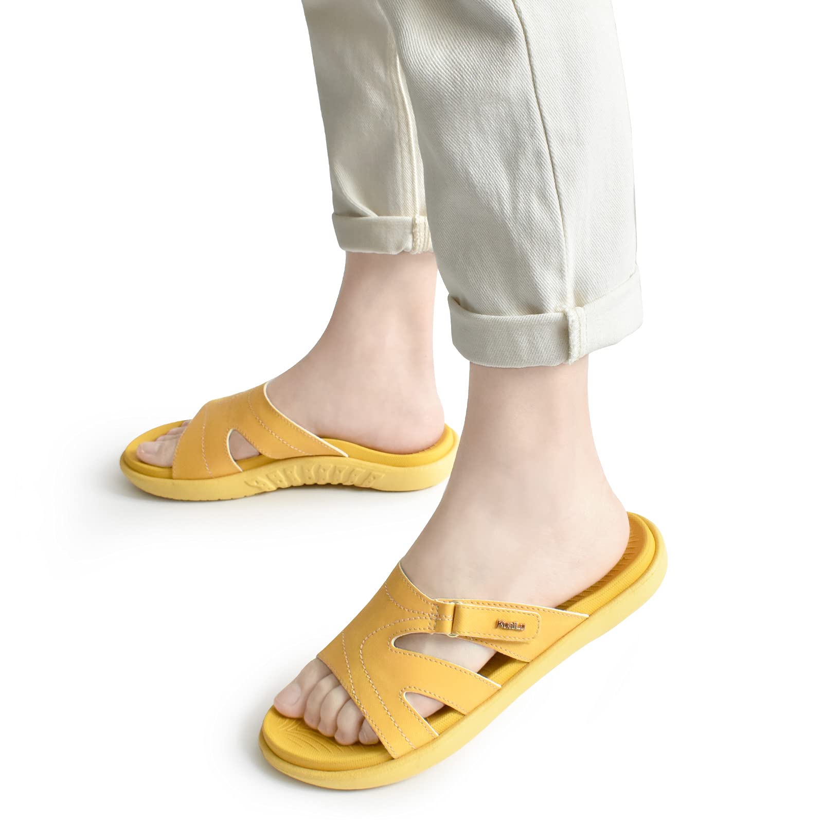 KuaiLu Women's Orthotic Slides - Lightweight Athletic Sandals with Arch Support for Plantar Fasciitis - Comfortable Thick Cushion Yoga Slippers for Walking, Running, and Home Use