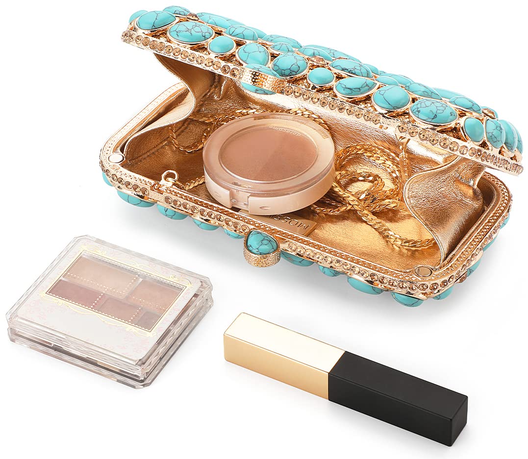 Turquoise Crystal Evening Clutch Bag for Women - Elegant Wedding Party Purse, Bride Accessory - Perfect for Prom, Cocktail Parties & Special Occasions