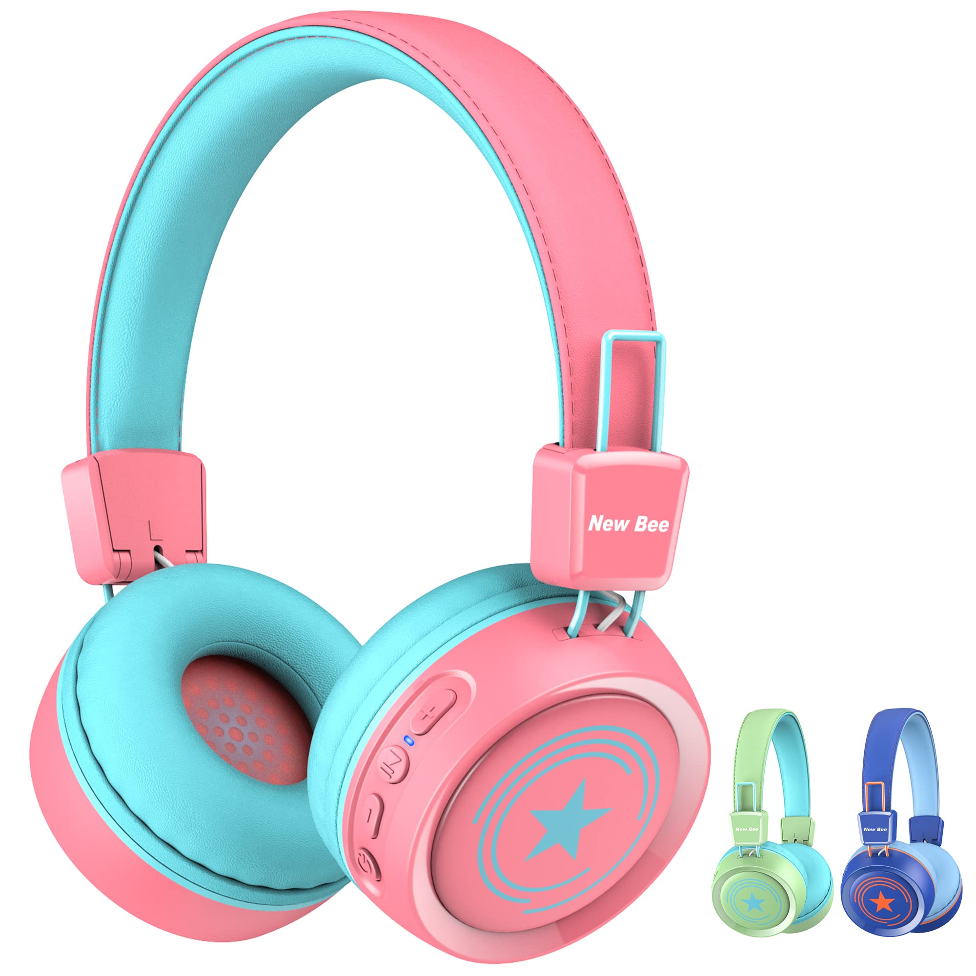 Wireless Bluetooth 5.0 Kids Headphones with Microphone - 32H Playtime, 94dB Volume Limited, On-Ear Design for School, iPad, Fire Tablet (Pink) - Perfect for Online Classes, Travel & Home Learning