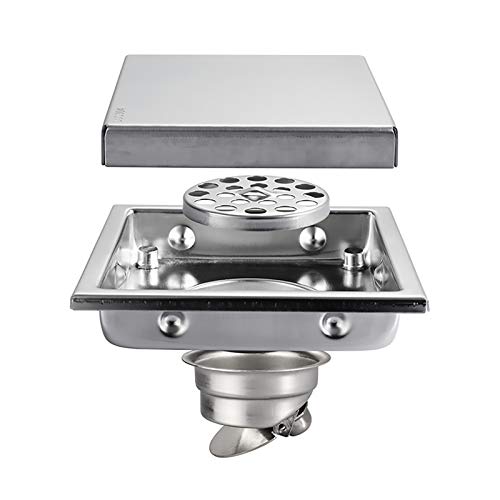 MMLLPP 304 Stainless Steel Shower Drain with Deodorizer - Large Flow Square Floor Drain (150x150mm) - Rustproof Bathroom Drain Cover for Showers, Bathtubs & Wet Rooms - Perfect for Modern Home & Commercial Use