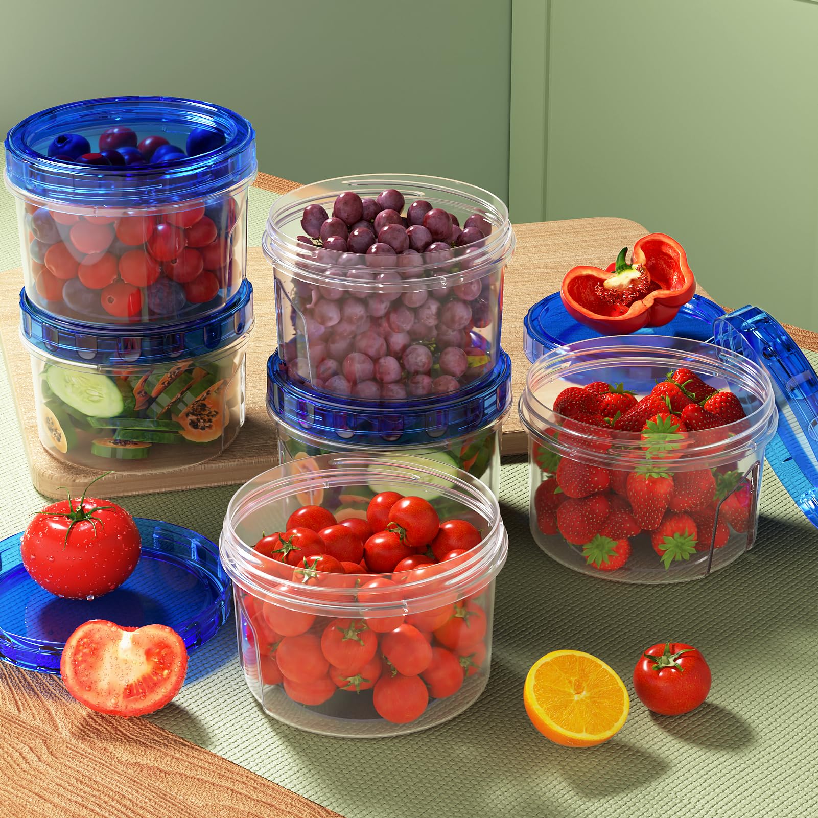6-Pack 16 Oz Airtight Freezer Storage Containers with Twist Top Lids - BPA Free, Stackable, Leakproof Plastic Food Containers for Meal Prep, Soup & Leftovers | Microwave & Dishwasher Safe | Perfect for Kitchen Organization & Food Preservation