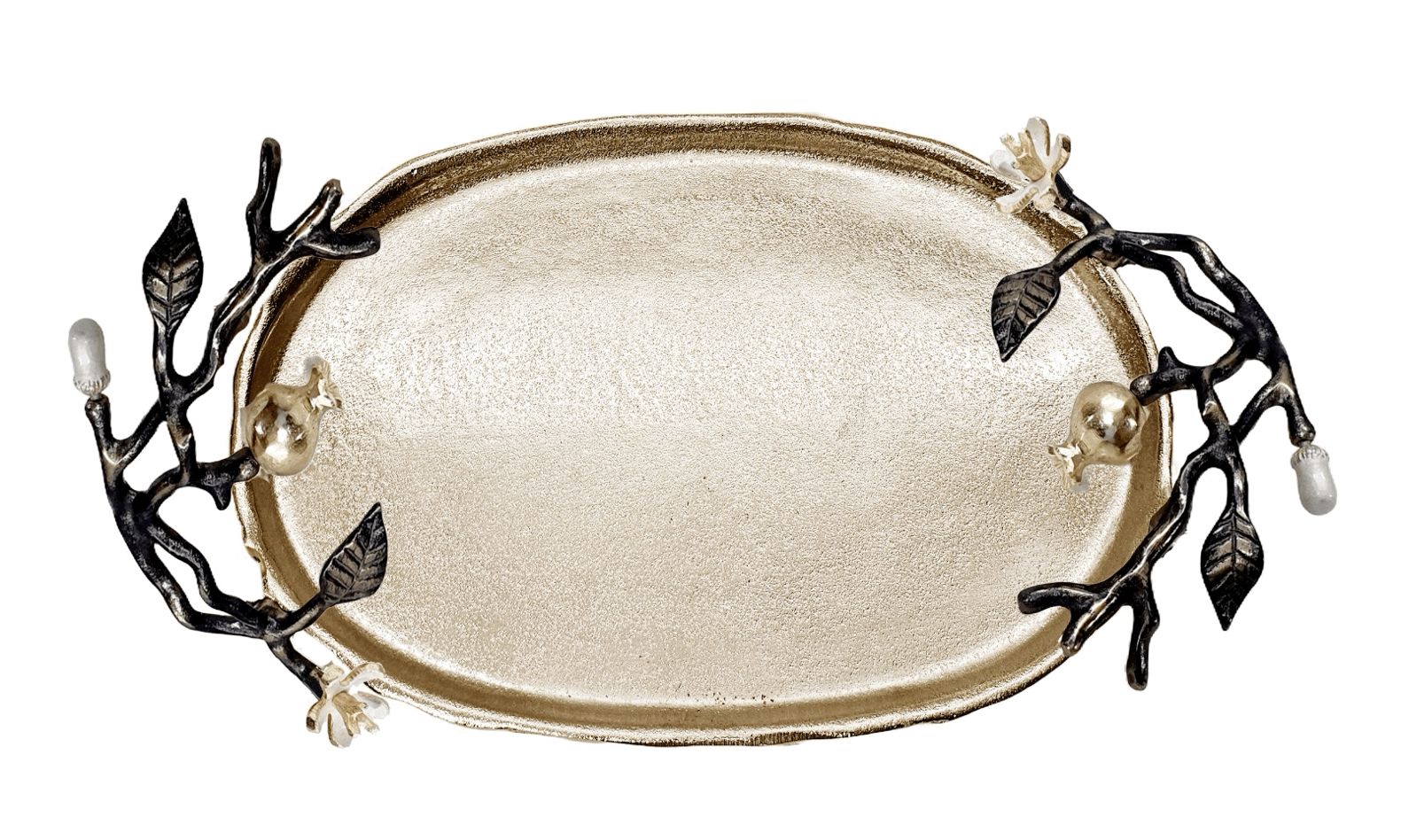 16x10.25 Inch Oval Serving Platter - Pomegranate Design - Perfect for Thanksgiving, Christmas Dinner & Holiday Entertaining - Elegant Fruit & Cheese Tray for Parties
